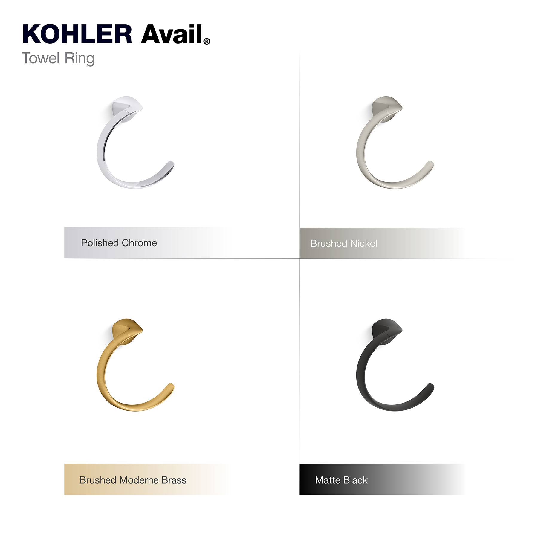 Soporte de toalla individual de montaje en pared en latón moderno cepillado vibrante - KOHLER Avail R31184-2MB