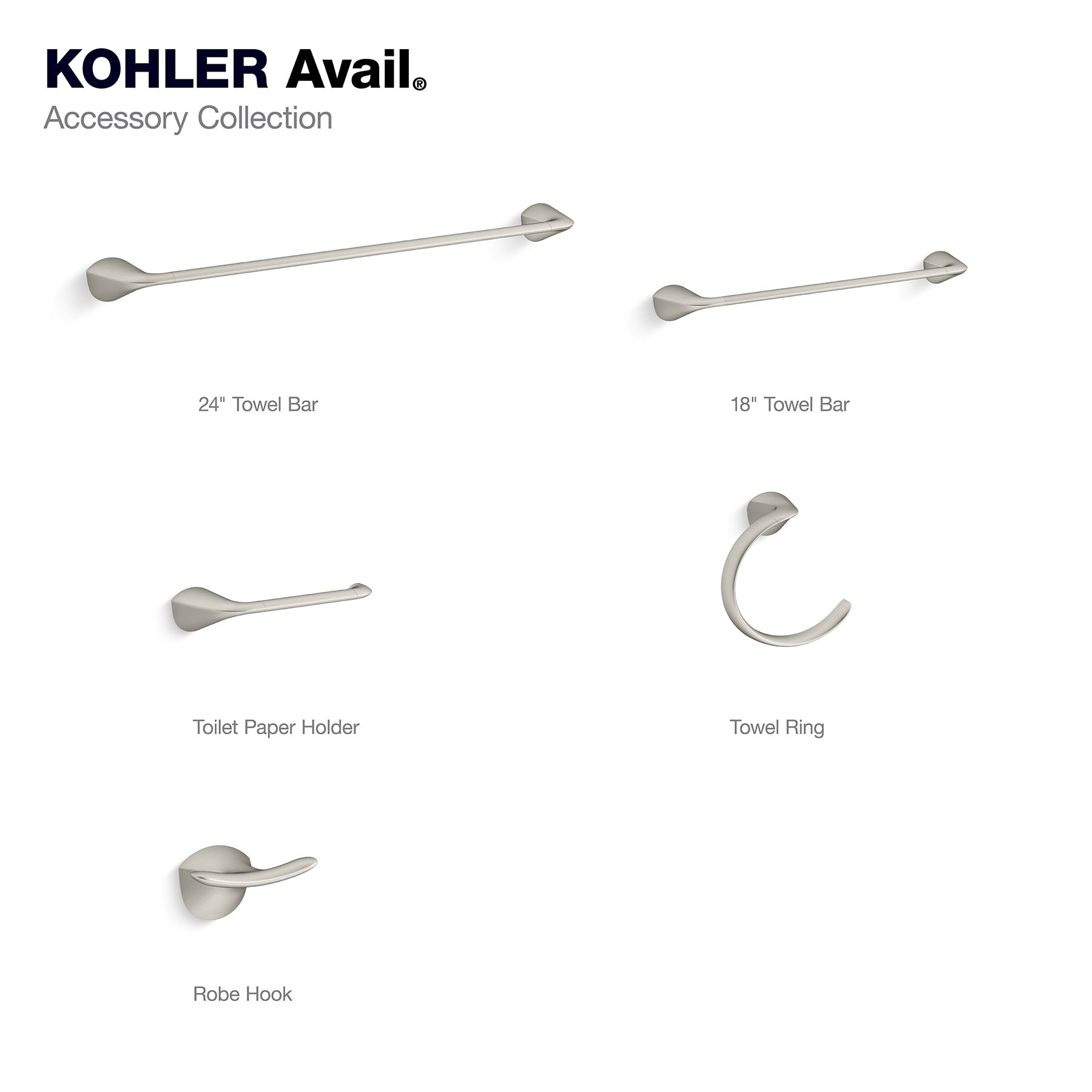 Aro de Toalla de Pared KOHLER Avail, Níquel Cepillado Vibrante
