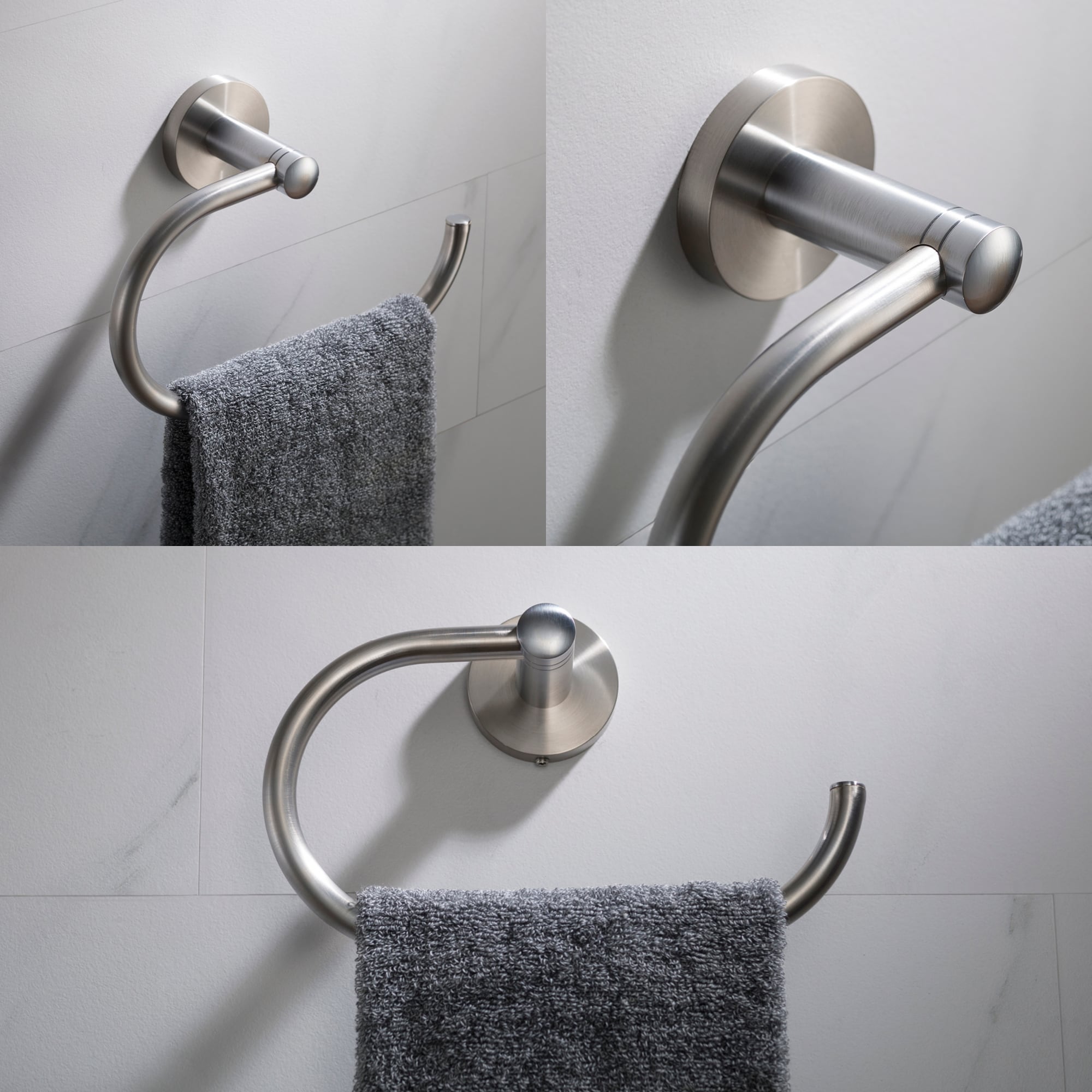 Kraus Elie Soporte de Toalla de Baño Individual Montado en Pared de Níquel Cepillado KEA-18825BN