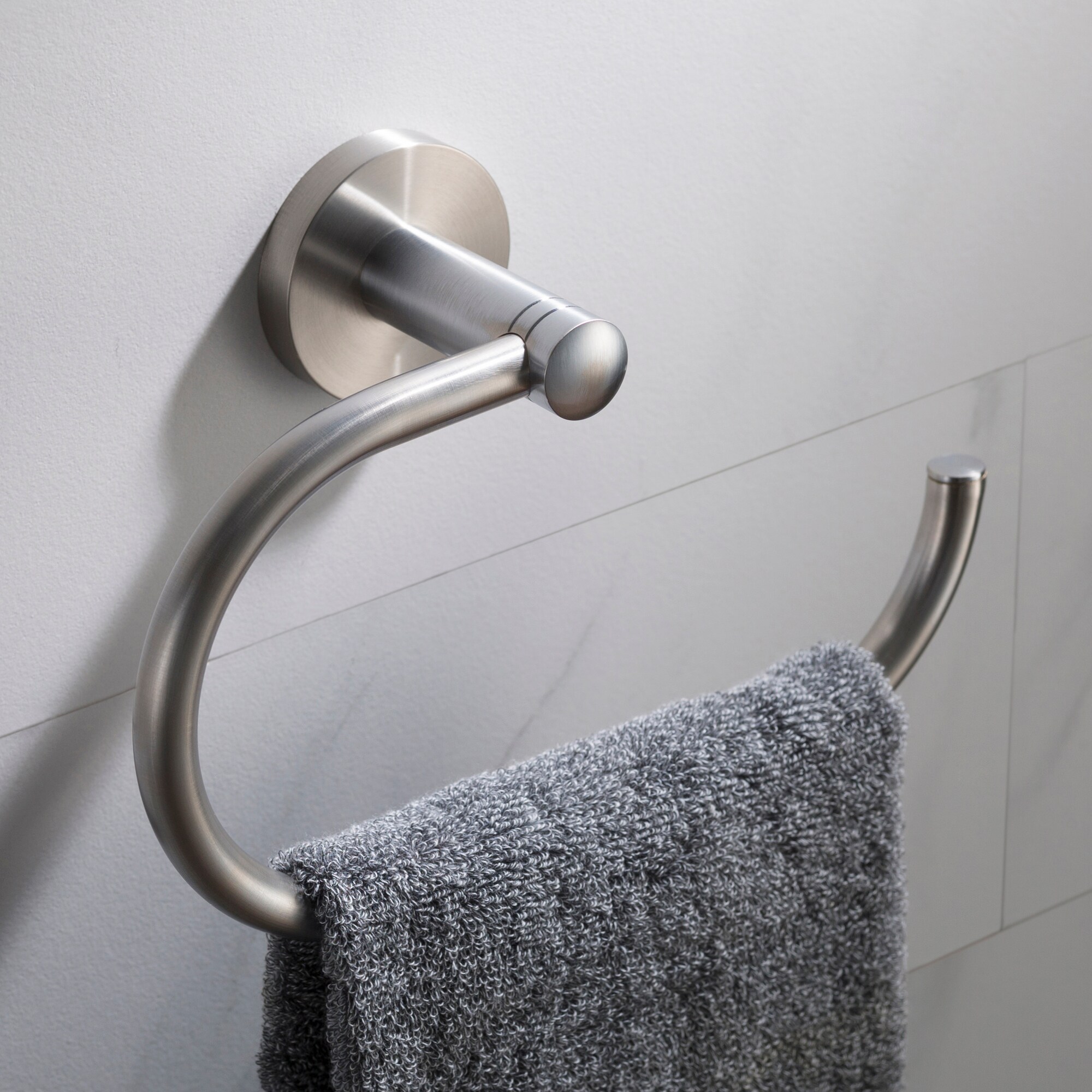 Kraus Elie Soporte de Toalla de Baño Individual Montado en Pared de Níquel Cepillado KEA-18825BN