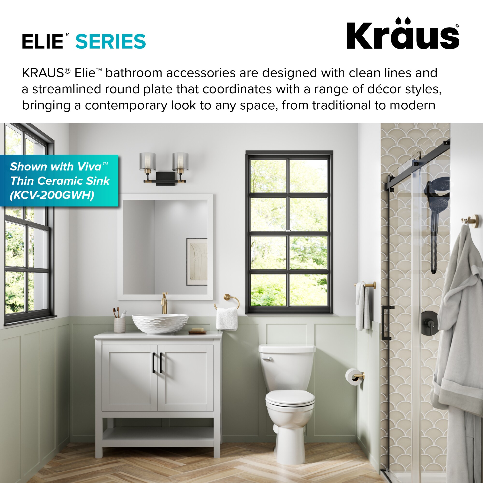 Kraus Elie Anillo para Toalla Individual de Montaje en Pared Acabado en Oro Cepillado KEA-18825BG