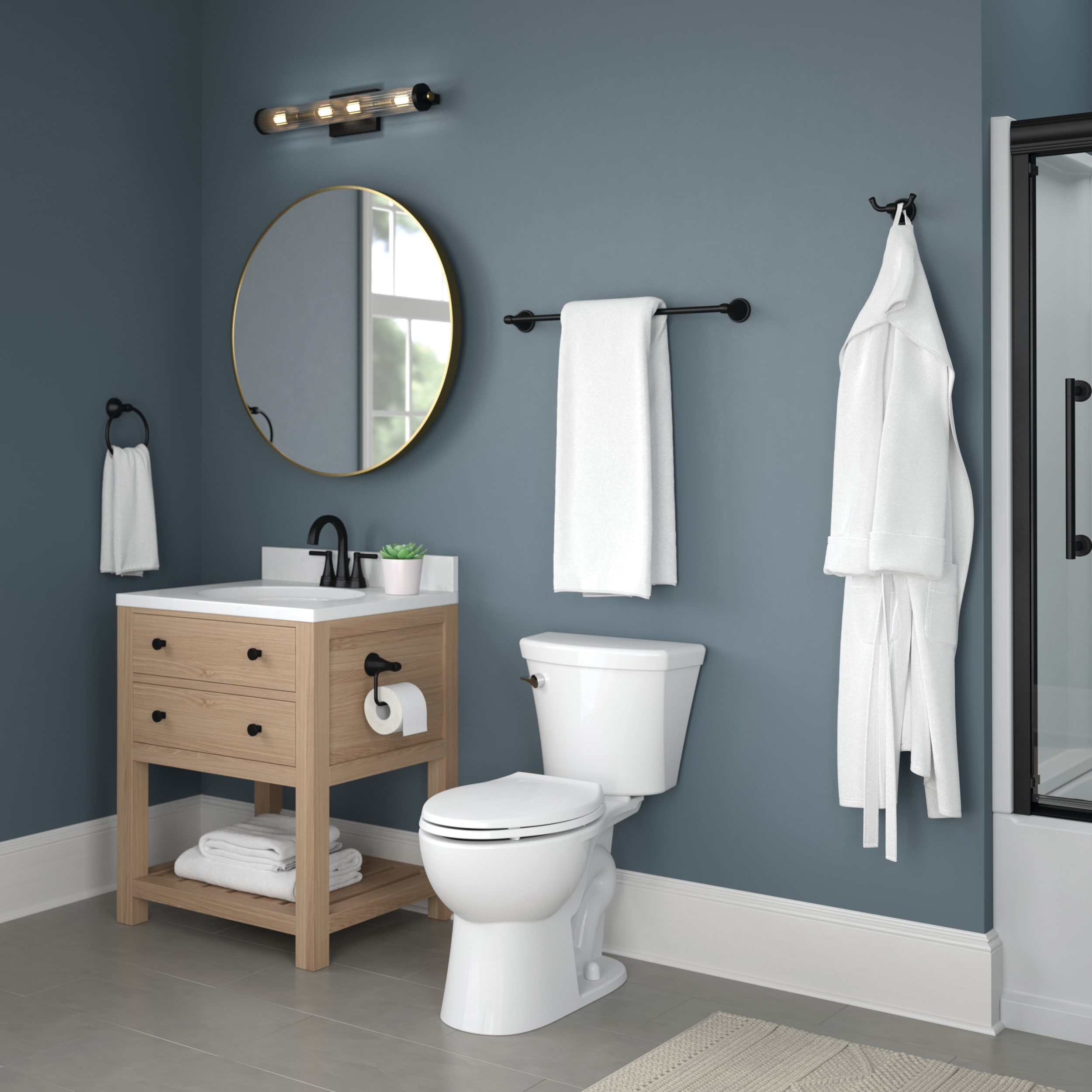 Aro individual para toalla de montaje en pared negro mate Delta Becker BCK46-MB