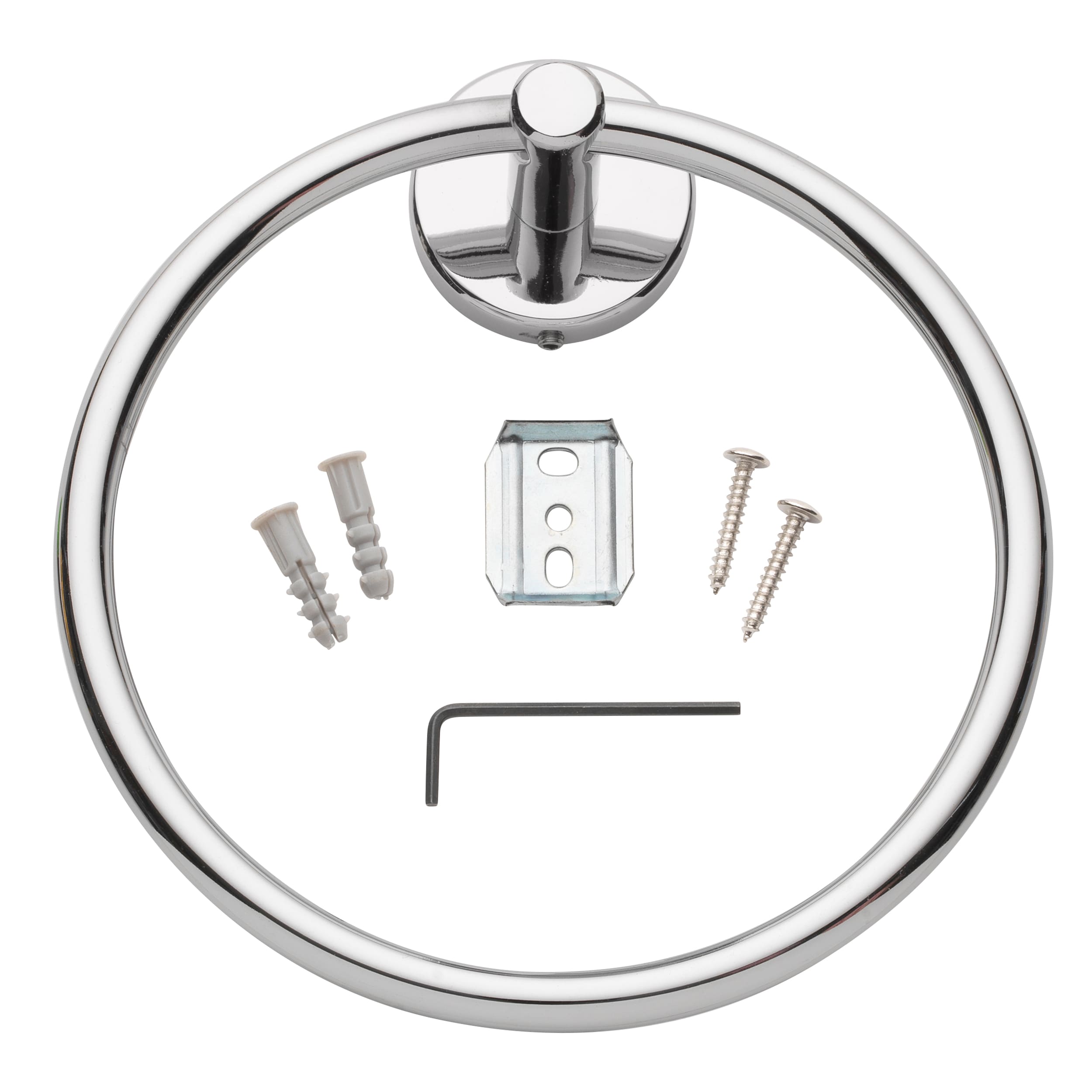 Aro de Toalla Individual para Montar en Pared en Cromo Pulido Harlow de allen + roth