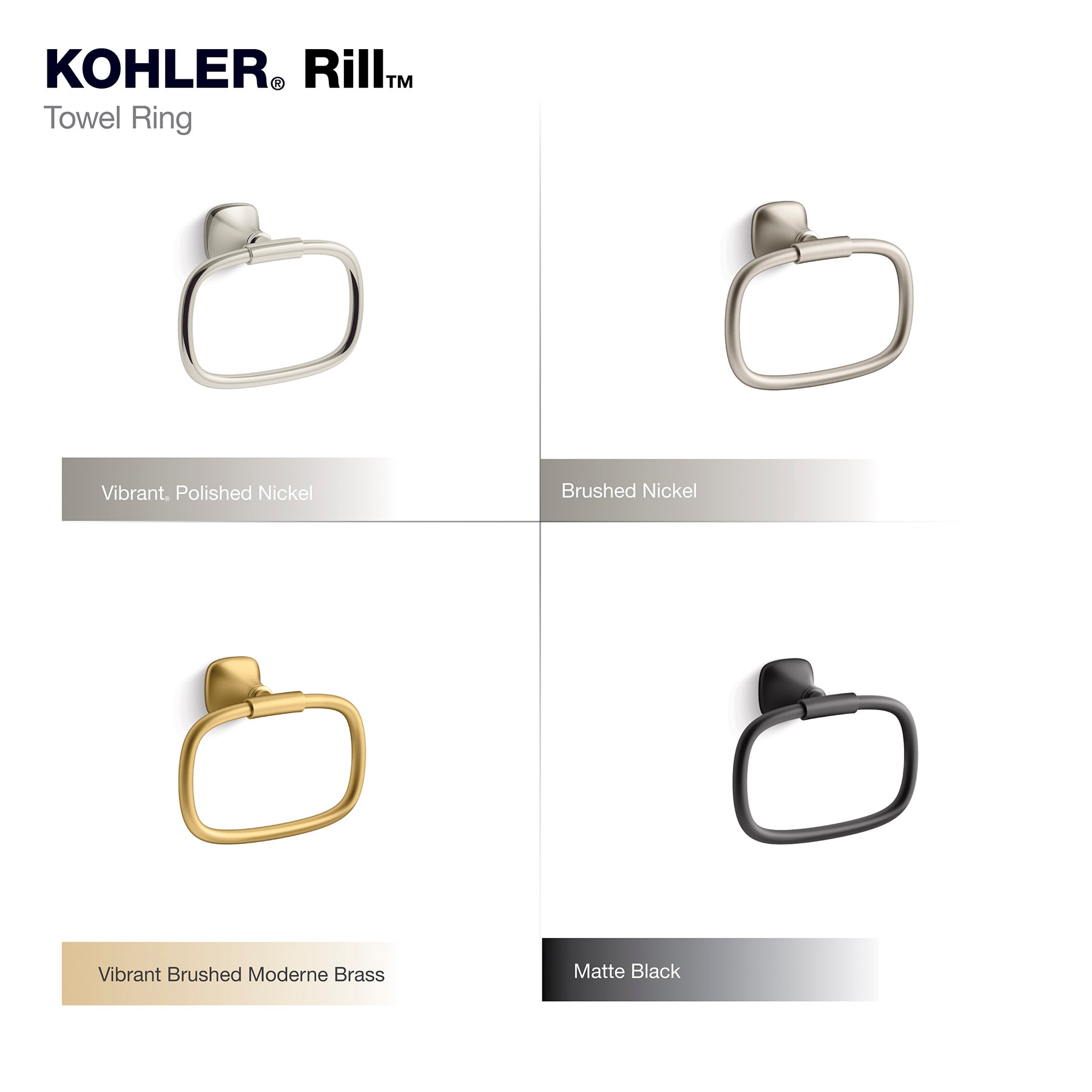 Soporte de toalla individual para montaje en pared en níquel pulido vibrante Rill de KOHLER R28011-SN