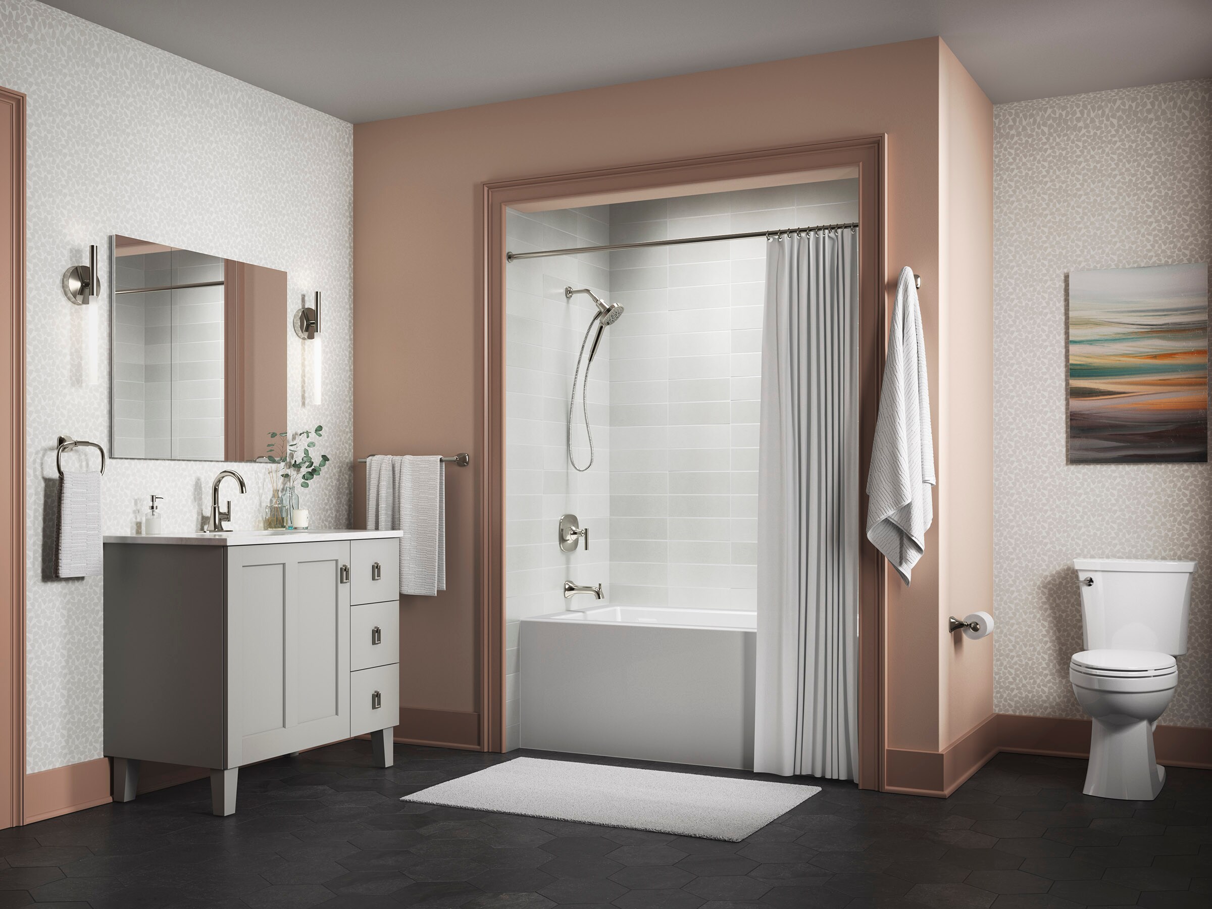 Soporte de toalla individual para montaje en pared en níquel pulido vibrante Rill de KOHLER R28011-SN