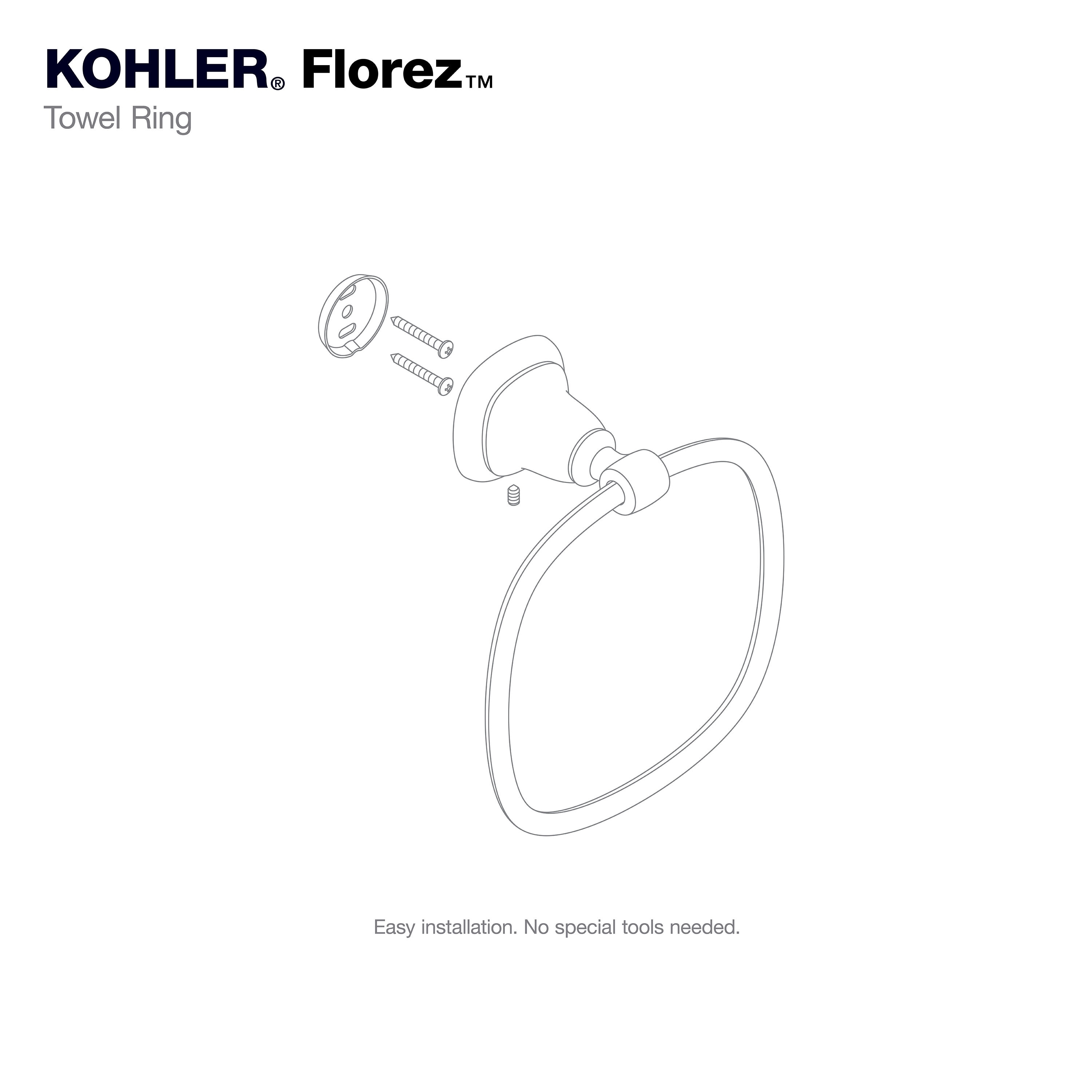 Aro para toalla de baño de montaje en pared de níquel pulido vibrante KOHLER Florez R27906-SN.
