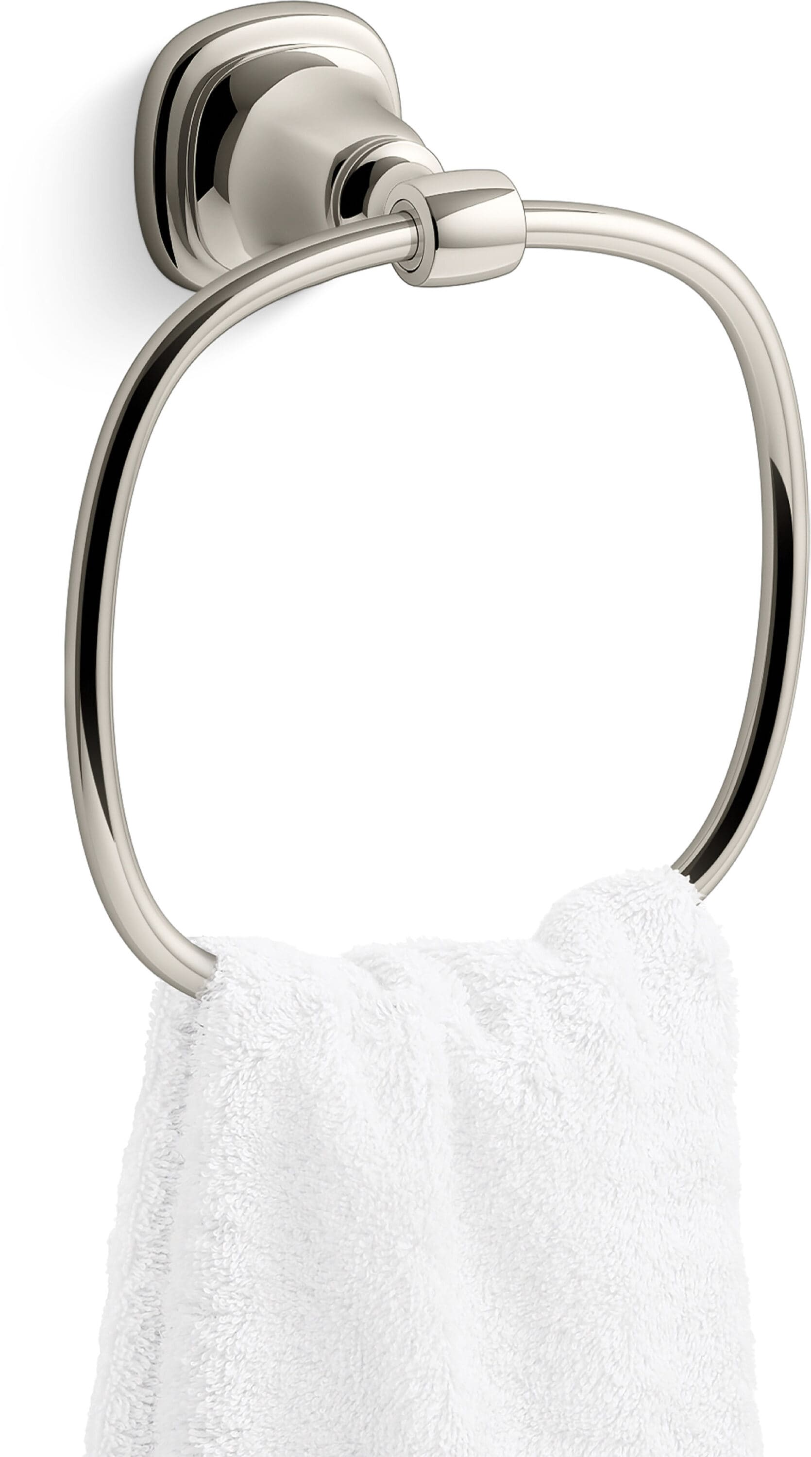 Aro para toalla de baño de montaje en pared de níquel pulido vibrante KOHLER Florez R27906-SN.