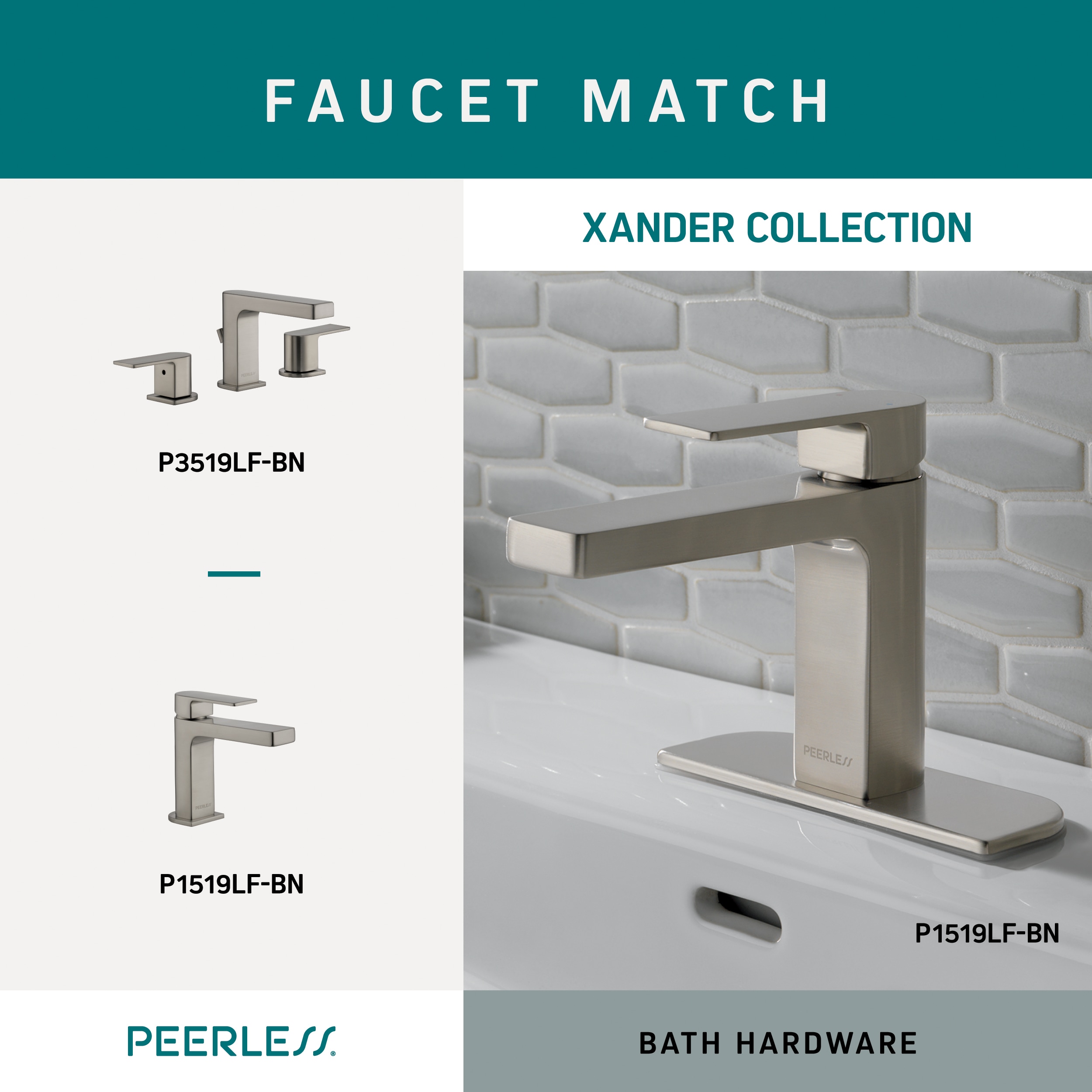 Soporte de Toalla Sencillo para Pared en Níquel Cepillado Peerless Xander PA319-BN