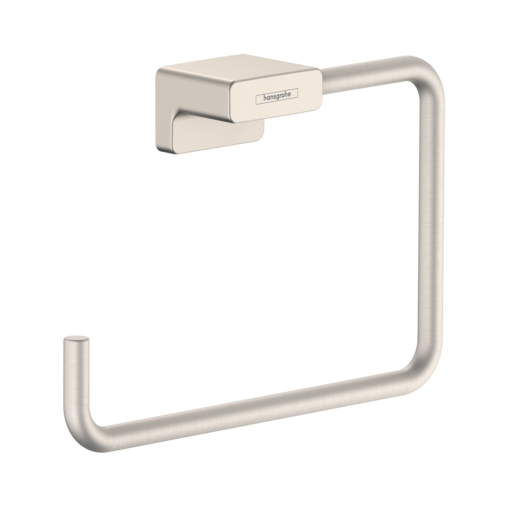Aro de toalla individual montado en pared de níquel cepillado de Hansgrohe