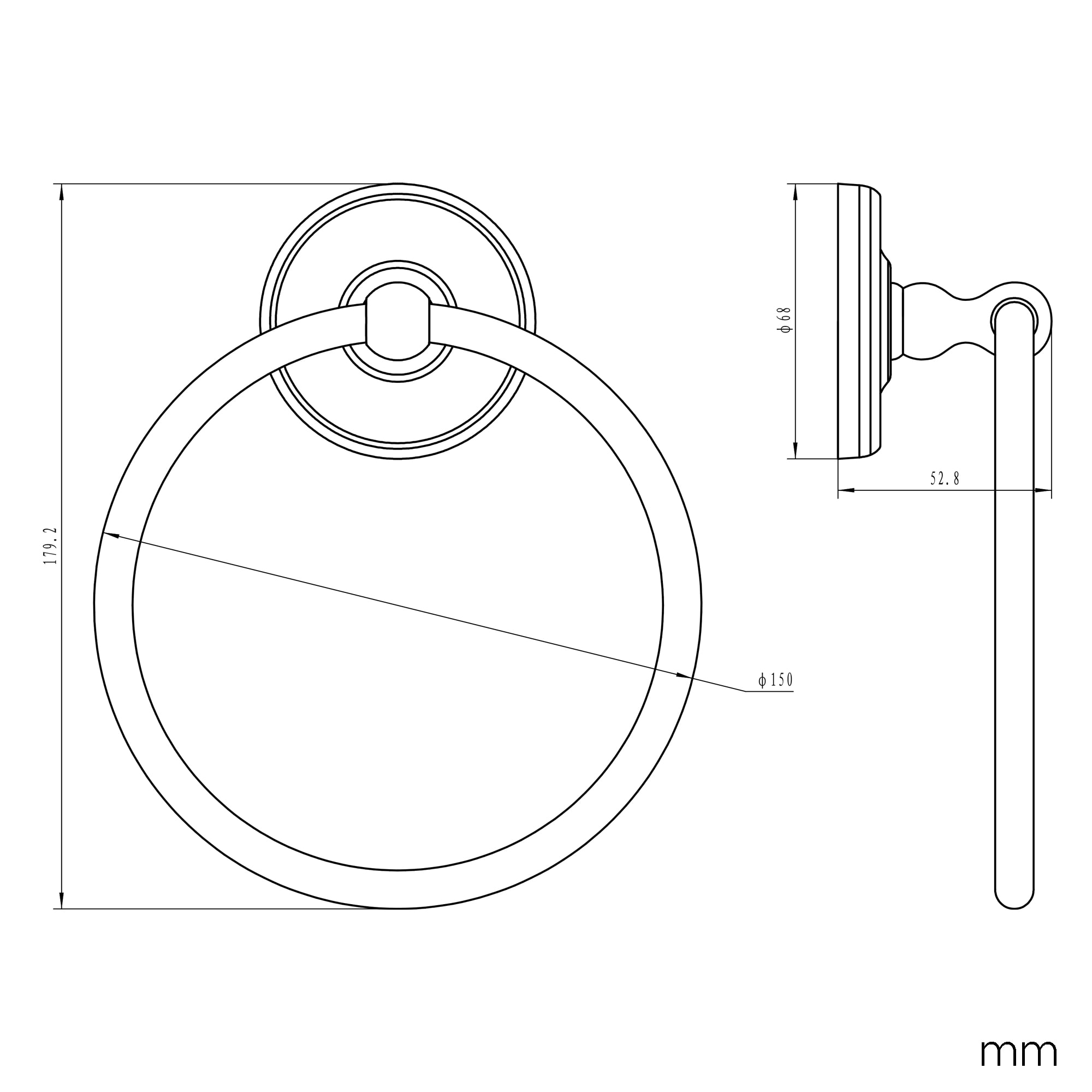 Argolla para toallas de baño, montaje en pared cromado pulido de Design House San Martin 558411