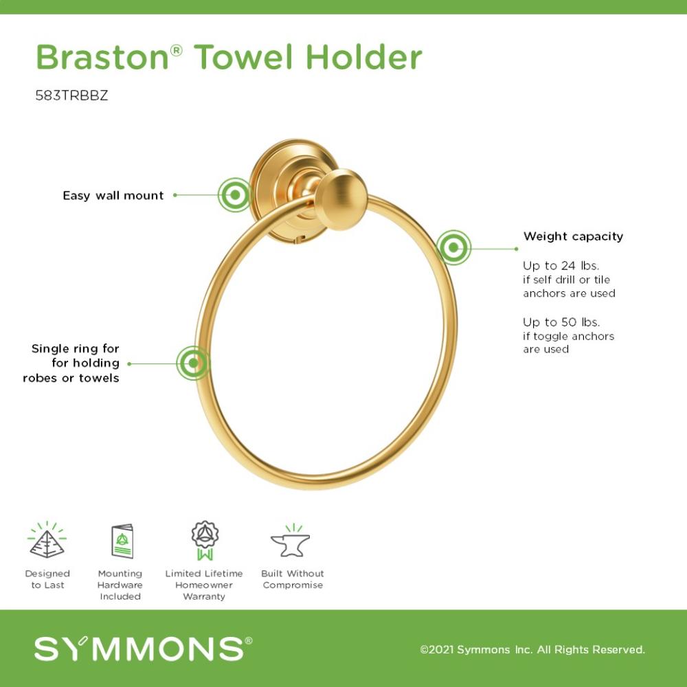 Anillo individual de toalla montado en pared de bronce cepillado Braston de Symmons 583TRBBZ