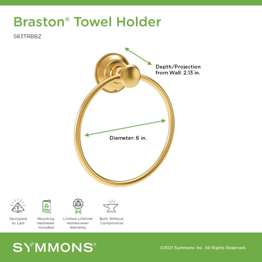 Anillo individual de toalla montado en pared de bronce cepillado Braston de Symmons 583TRBBZ