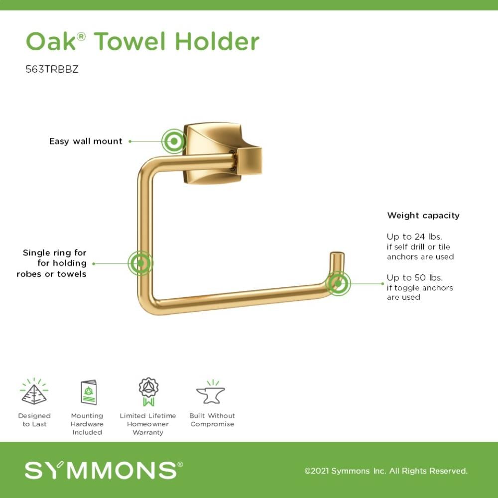 Argolla Sencilla para Toalla Symmons Oak en Bronce Cepillado para Montar en la Pared 563TRBBZ