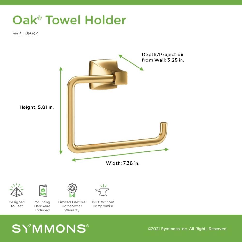 Argolla Sencilla para Toalla Symmons Oak en Bronce Cepillado para Montar en la Pared 563TRBBZ