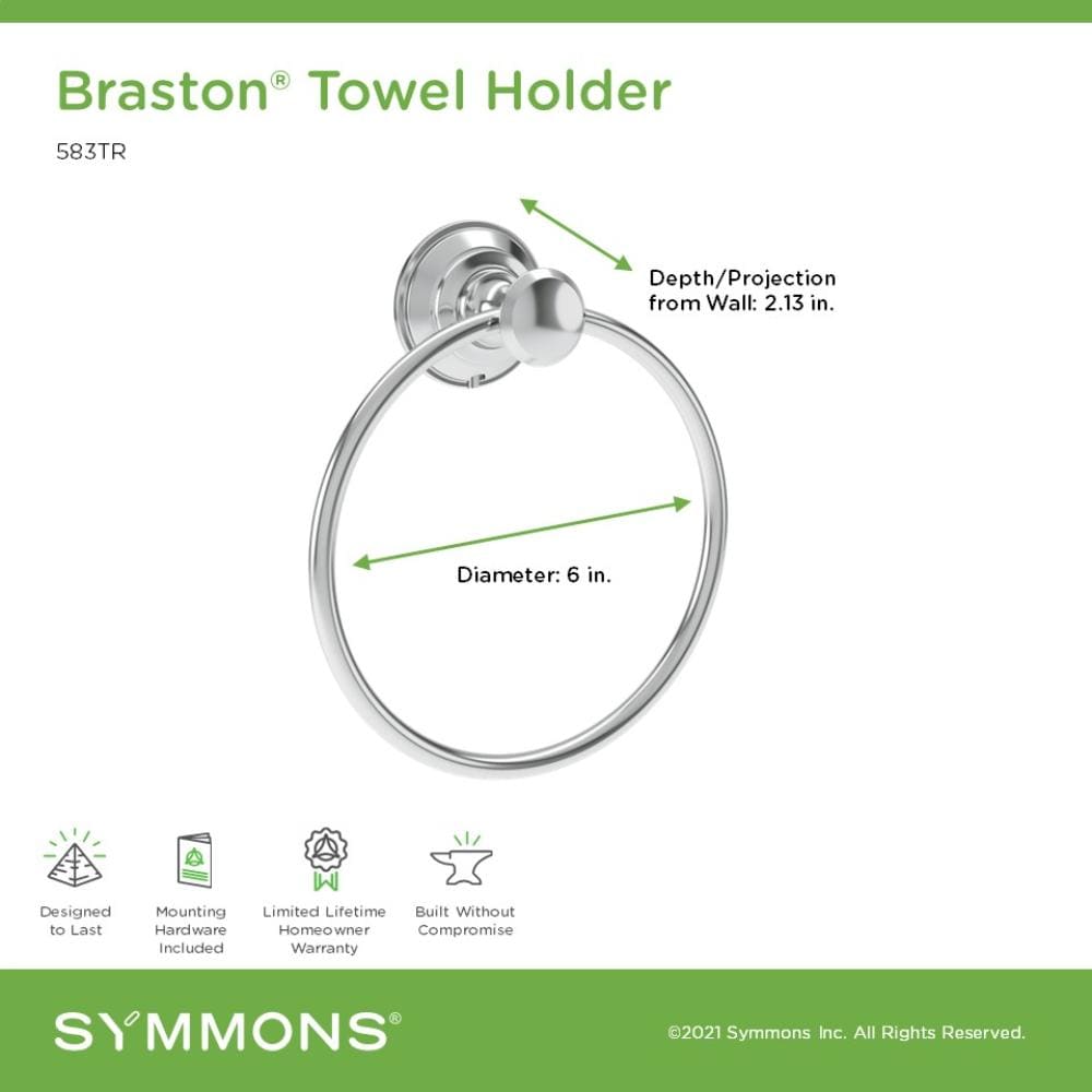 Soporte de toalla simple de montaje en pared de cromo pulido de Symmons Braston