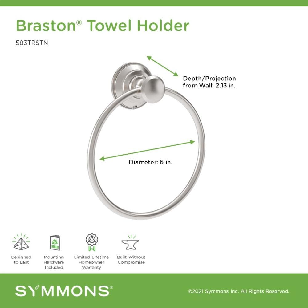 Argolla de Toalla Única para Montar en Pared de Níquel Satinado Braston de Symmons