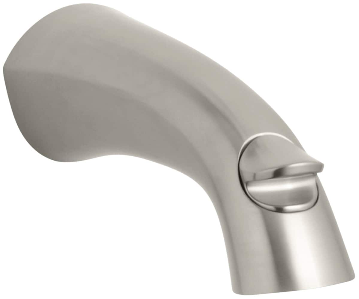 Caño para tina con desviador de níquel cepillado vibrante KOHLER de ajuste universal