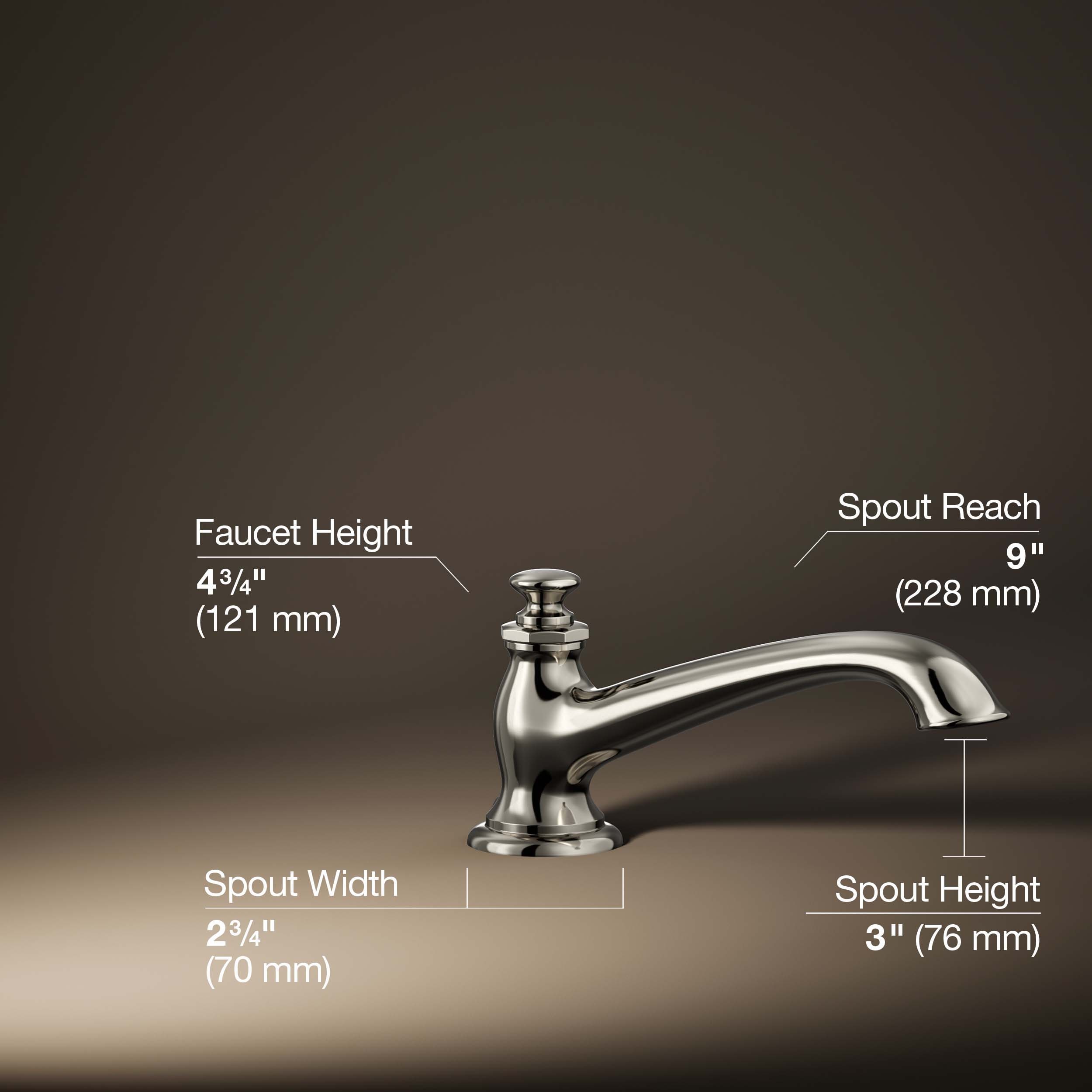 Caño de Bañera con Desviador en Níquel Pulido Brillante KOHLER 72777-SN