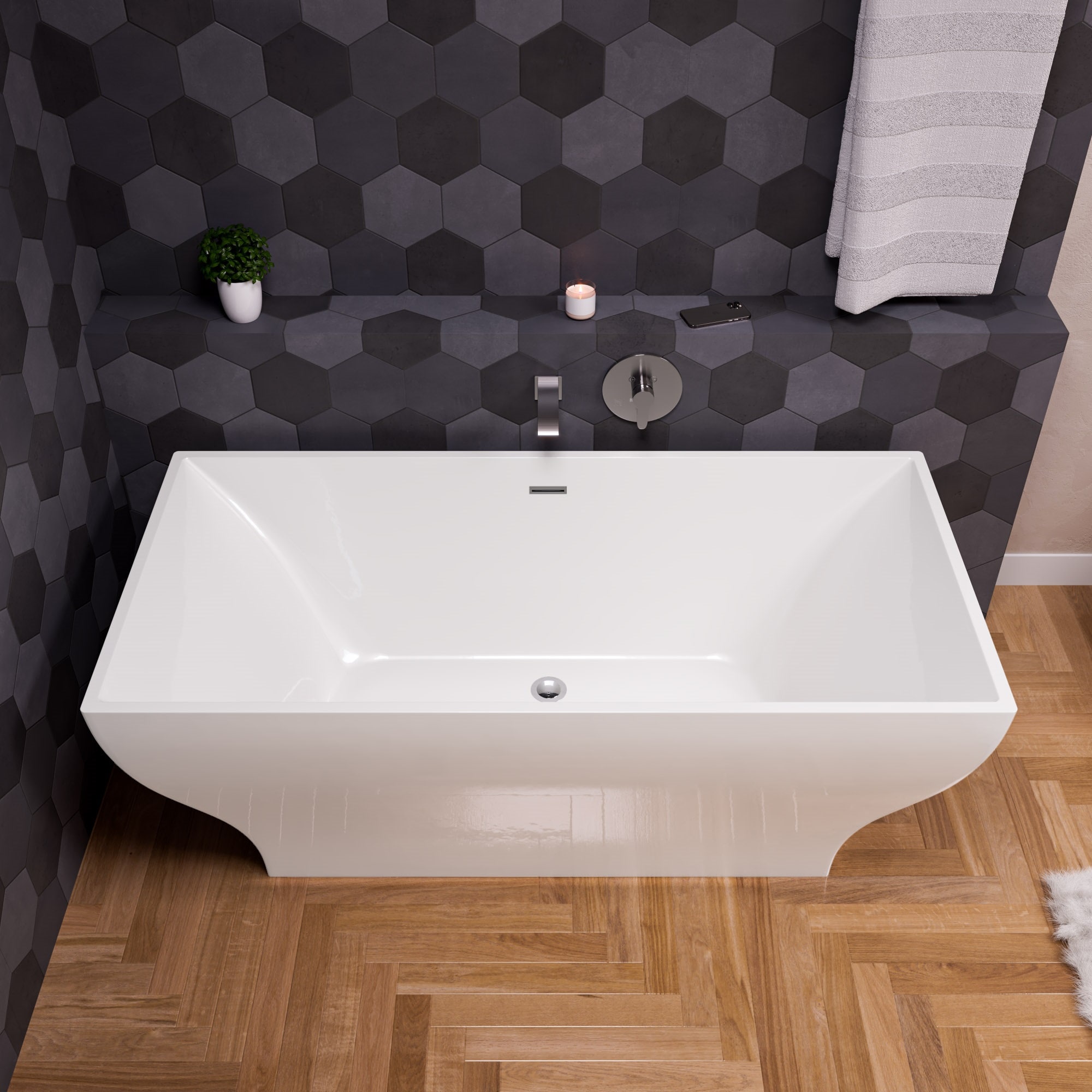 Caño de la Bañera Montado en la Pared de Níquel Cepillado (Incluye Placa Decorativa) AB3301-BN.