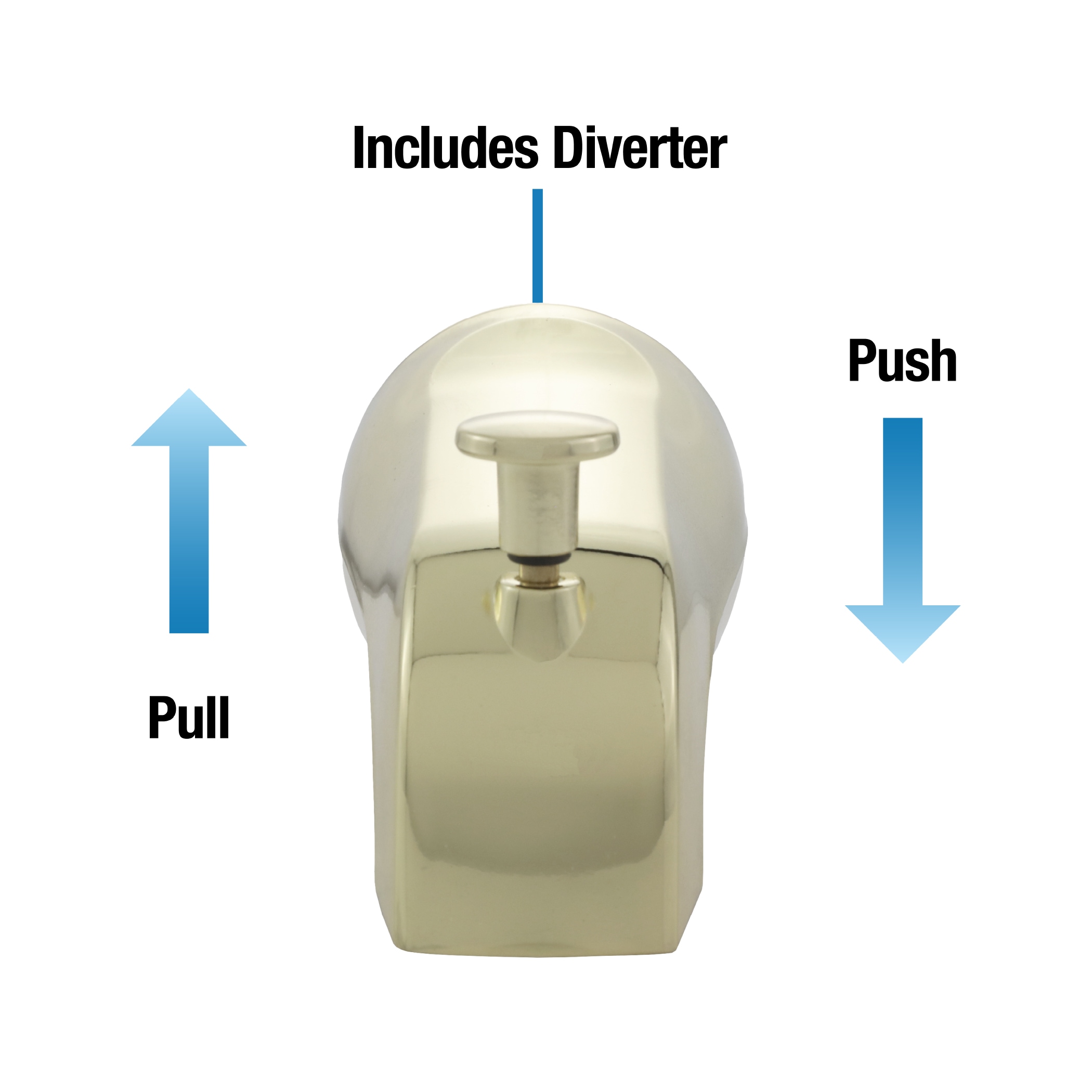 Caño para bañera con diverter en latón pulido de ajuste universal Danco 89265
