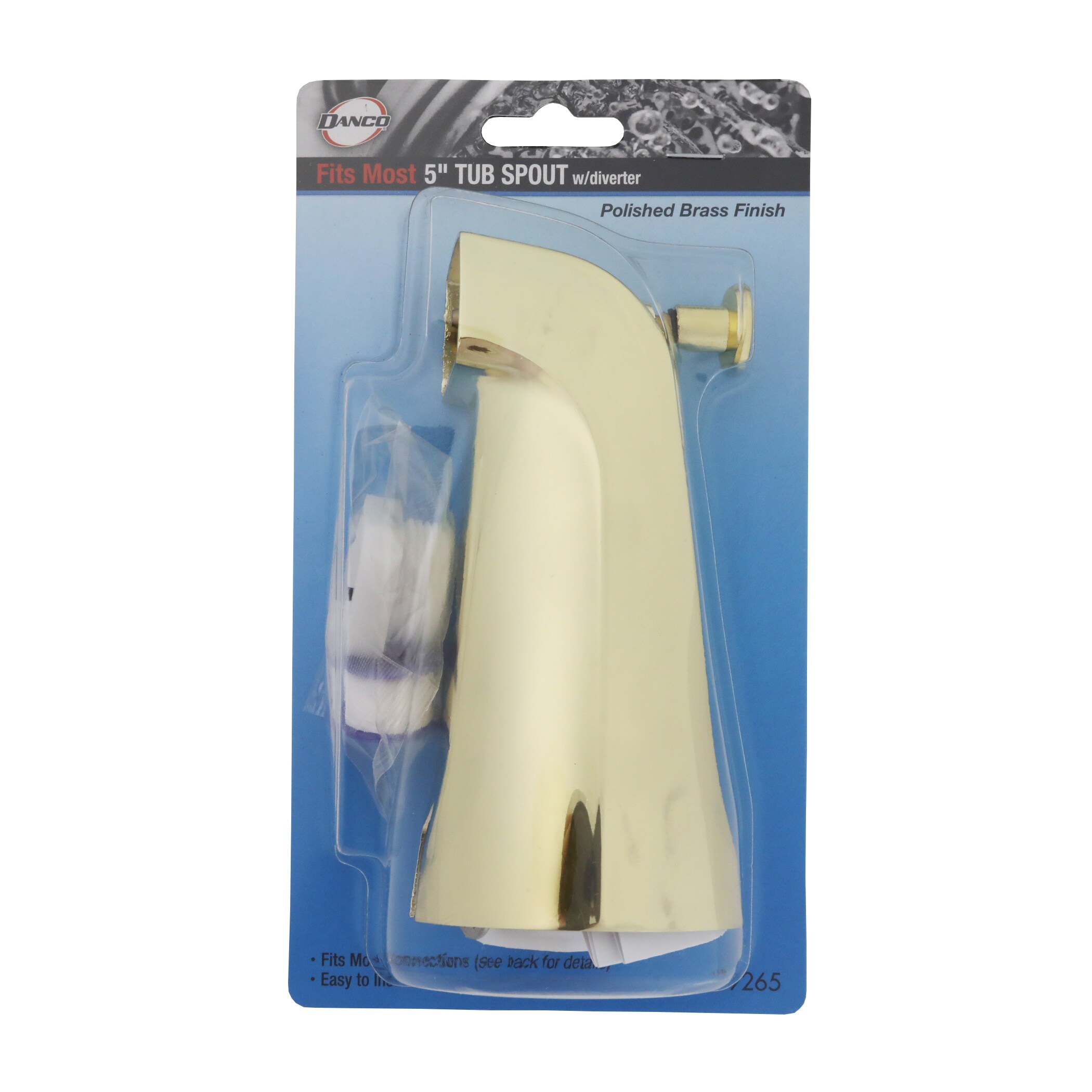 Caño para bañera con diverter en latón pulido de ajuste universal Danco 89265