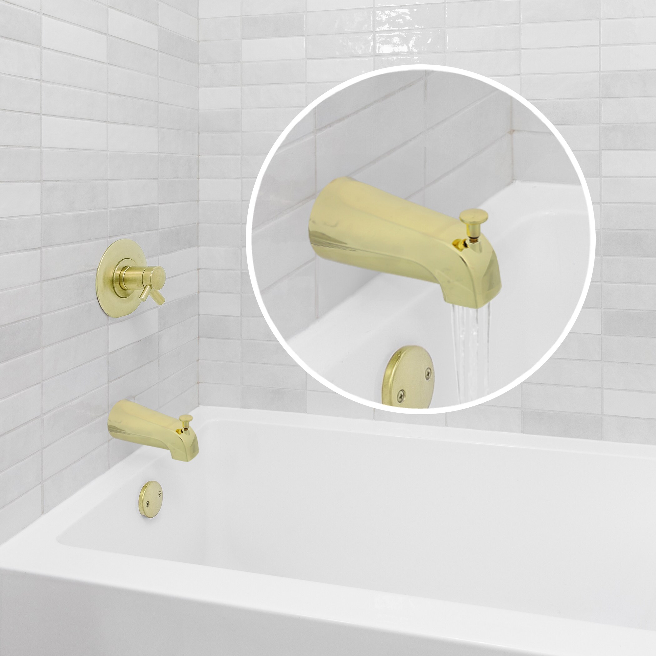 Caño para bañera con diverter en latón pulido de ajuste universal Danco 89265