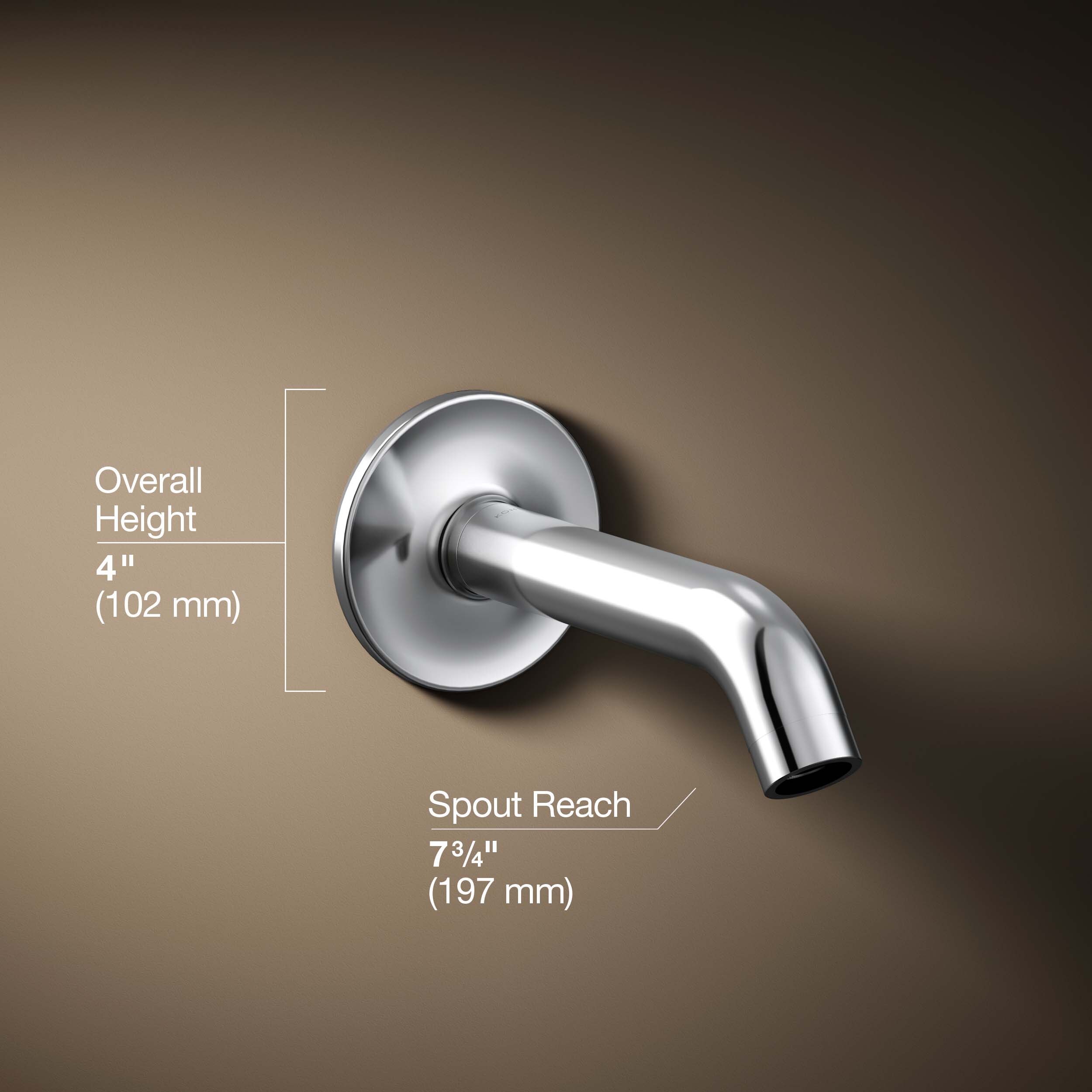 Caño de bañera de montaje en pared en cromo pulido estilo purista KOHLER - Modelo Universal 14426-CP