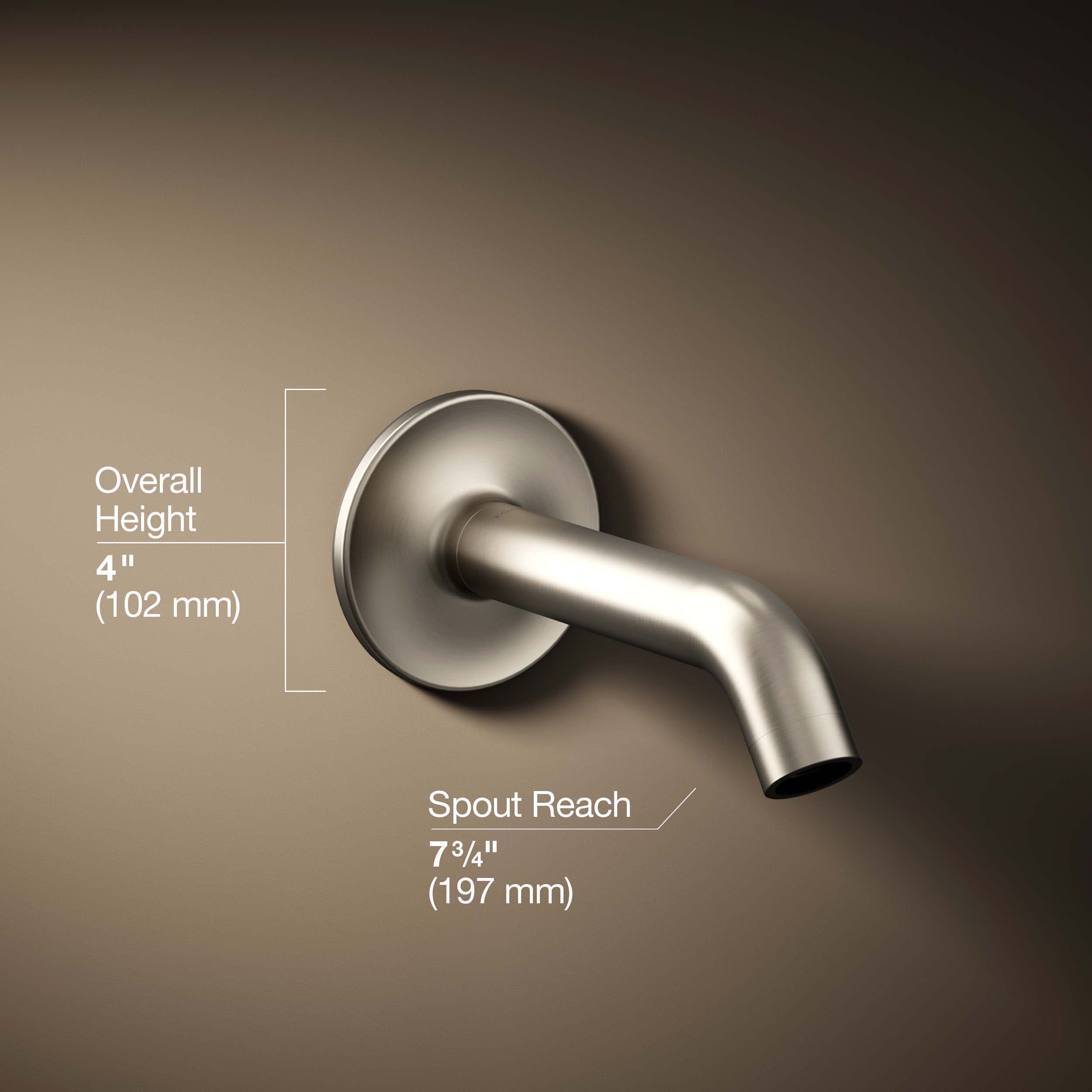 Caño de bañera para montaje en pared KOHLER Purist en Níquel Cepillado Vibrante de Ajuste Universal 14426-BN