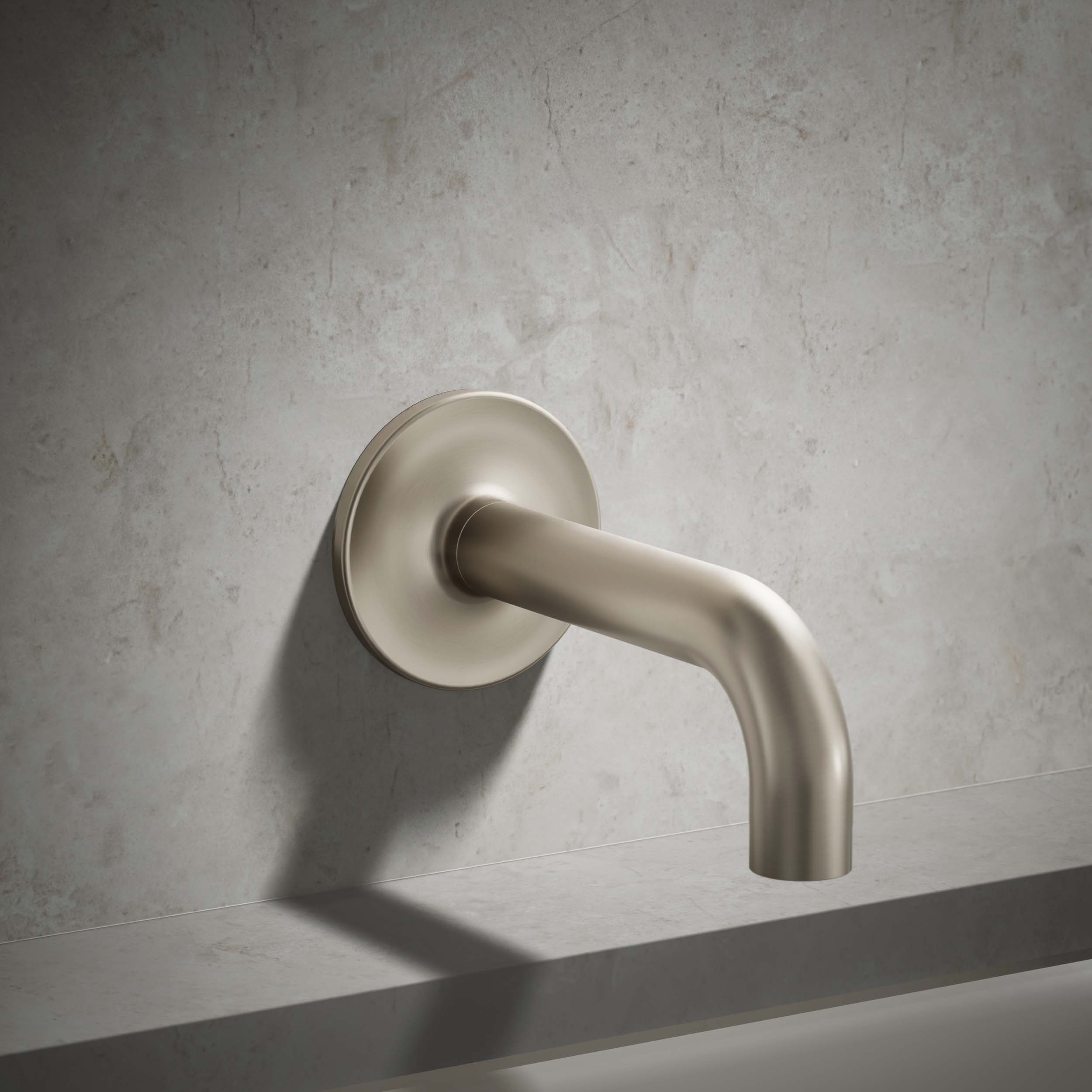 Caño para bañera de montaje en pared en níquel cepillado vibrante Purist de KOHLER con ajuste universal 14427-BN