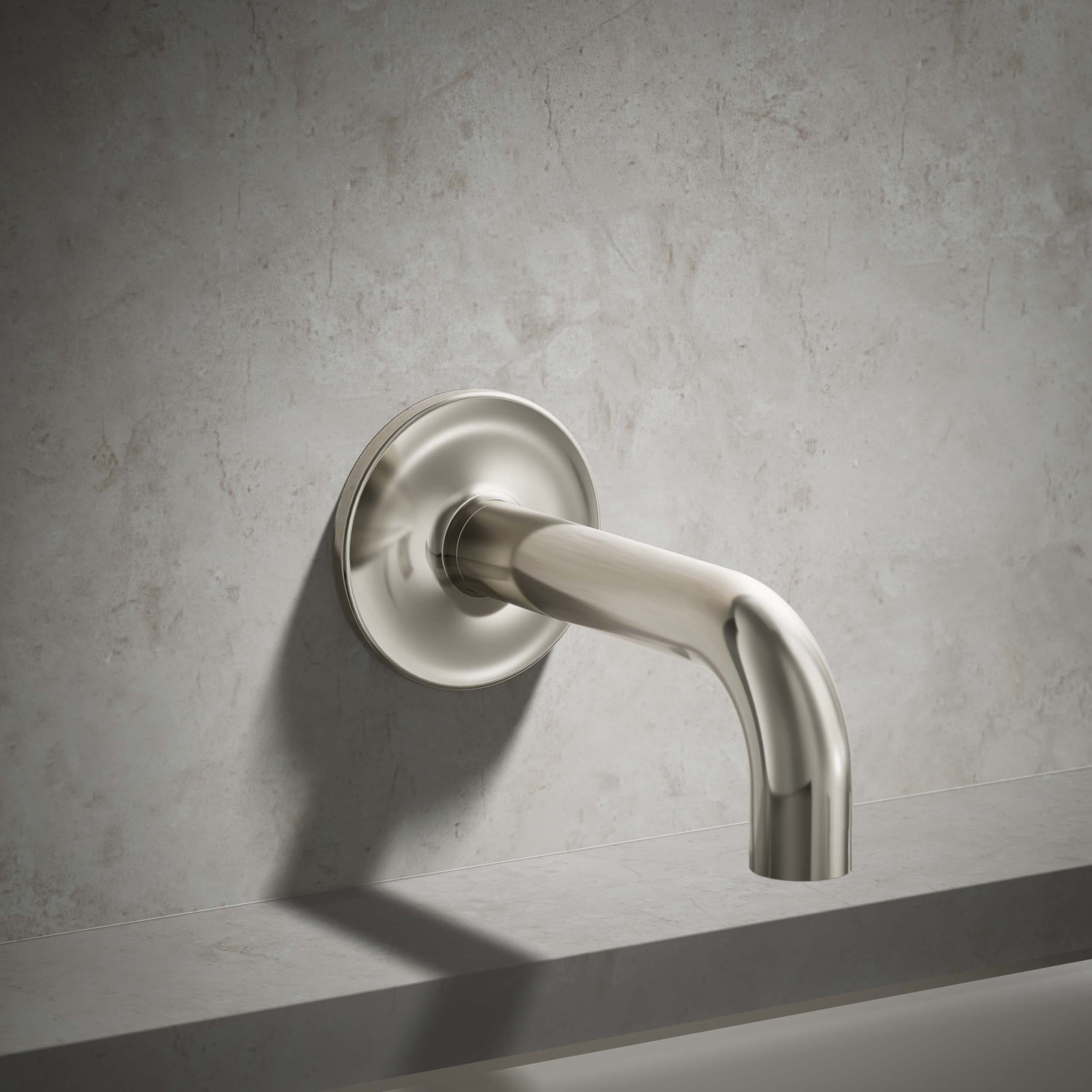 Caño para bañera de montaje en pared en níquel pulido vibrante Purist de KOHLER con ajuste universal - 14427-SN