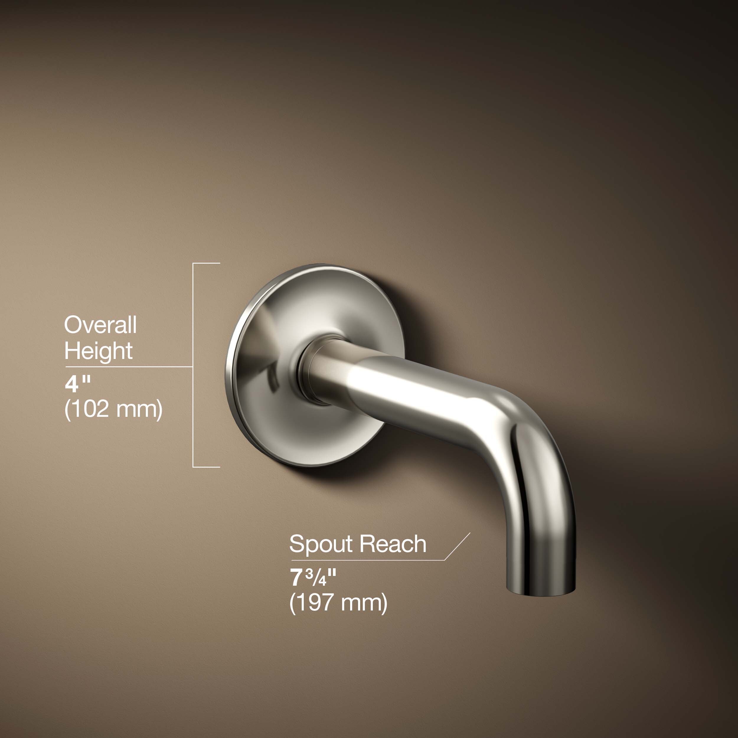 Caño para bañera de montaje en pared en níquel pulido vibrante Purist de KOHLER con ajuste universal - 14427-SN