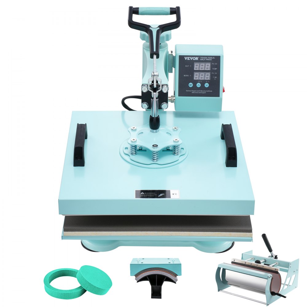 VEVOR Heat Press Machine 15x15 in 5 in 1 with 30oz Tumbler Press T-Shirts Green - YTS30OZ151551AGBXV1