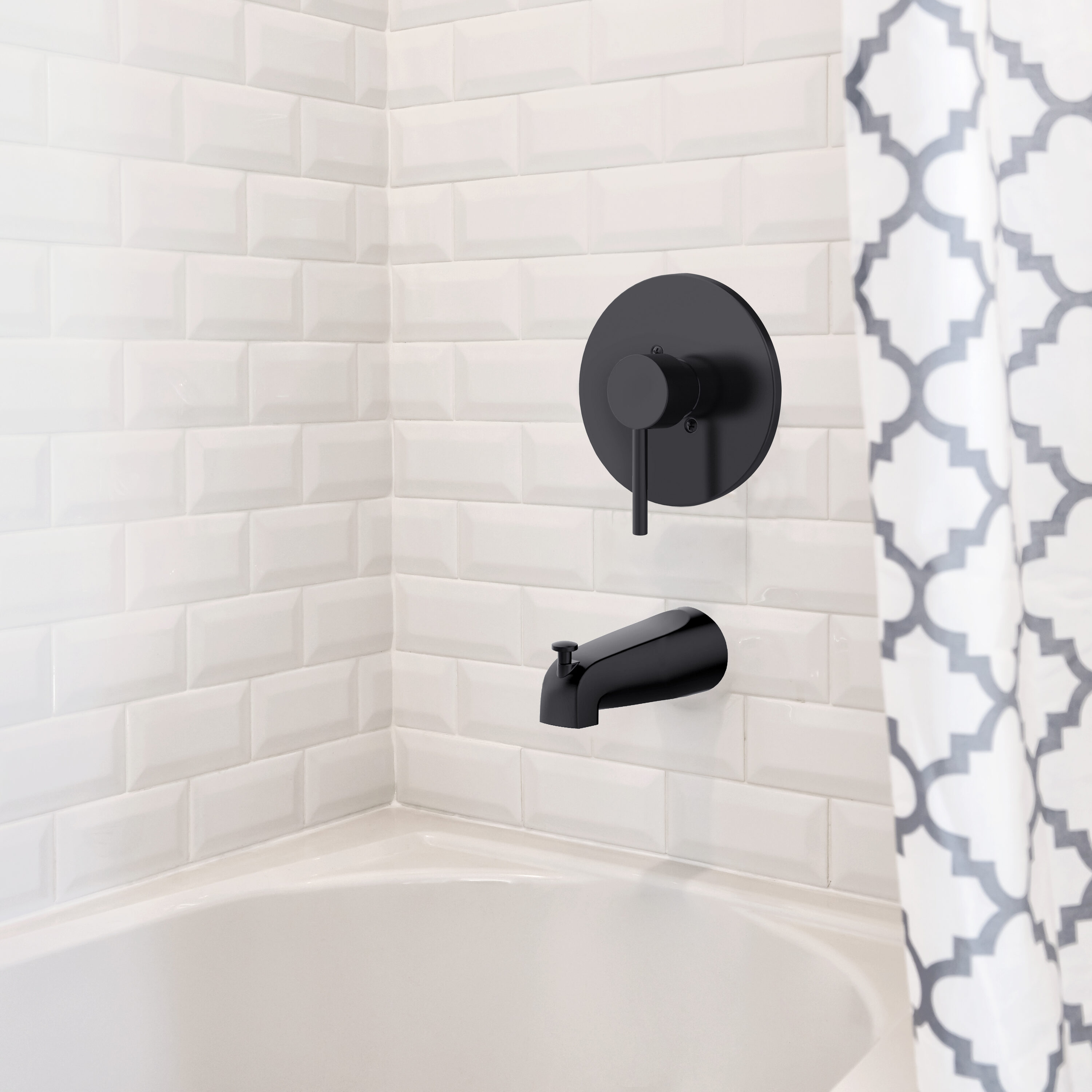 Caño para tina negro mate de diseño universal con desviador 595611
