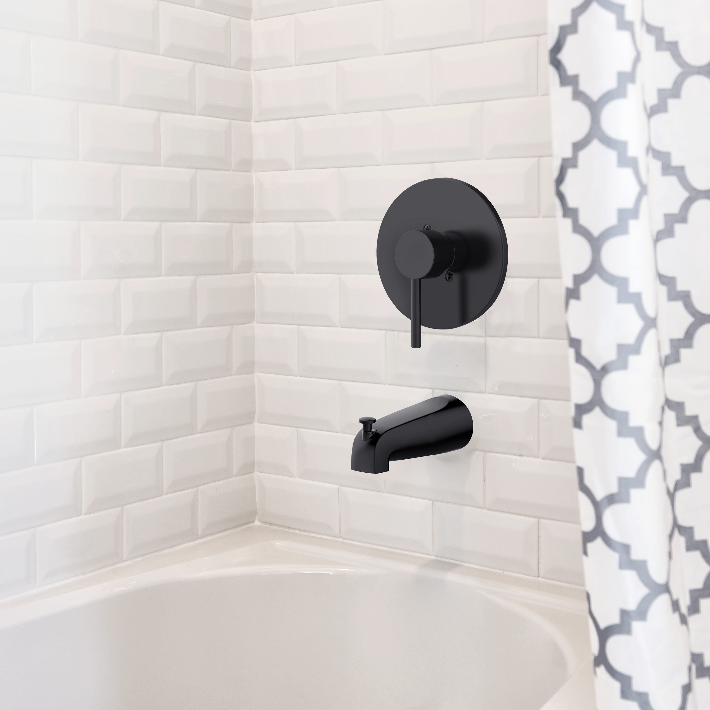 Mezcladora de bañera negra mate con desviador universal de Design House 595629