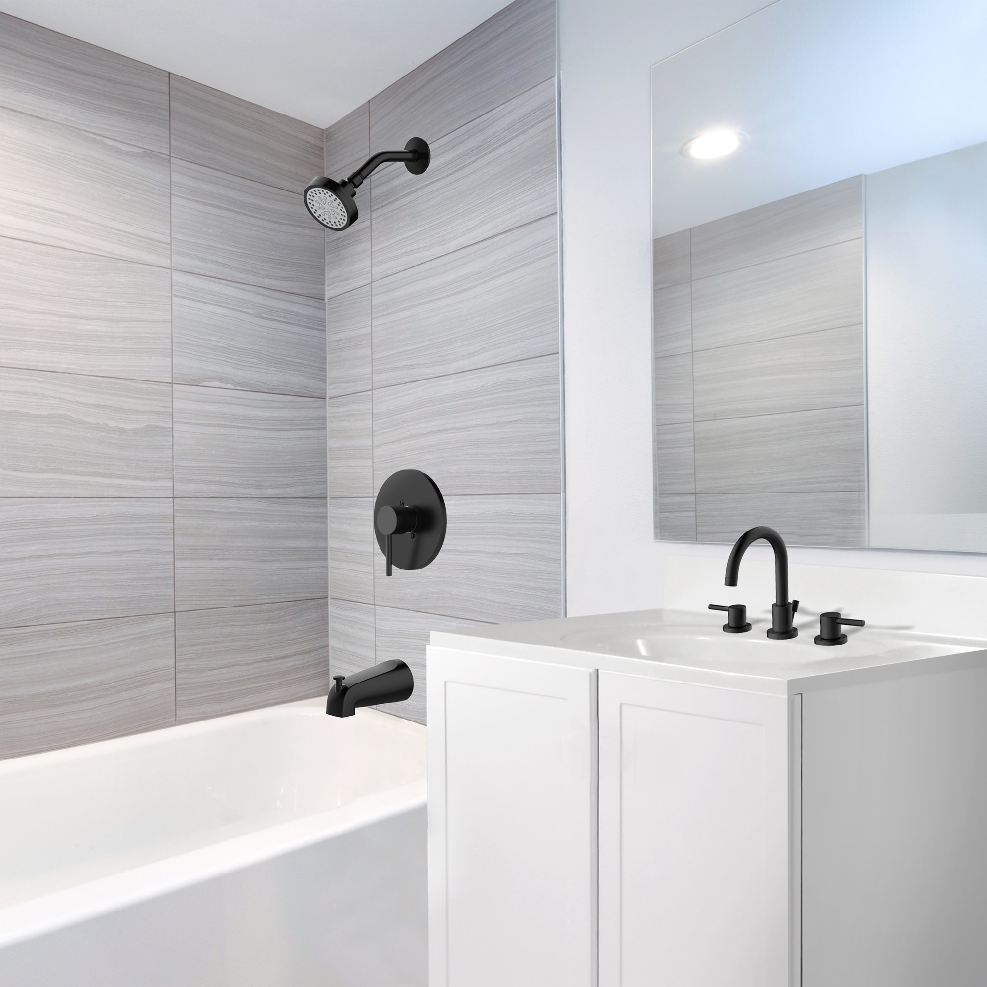 Mezcladora de bañera negra mate con desviador universal de Design House 595629