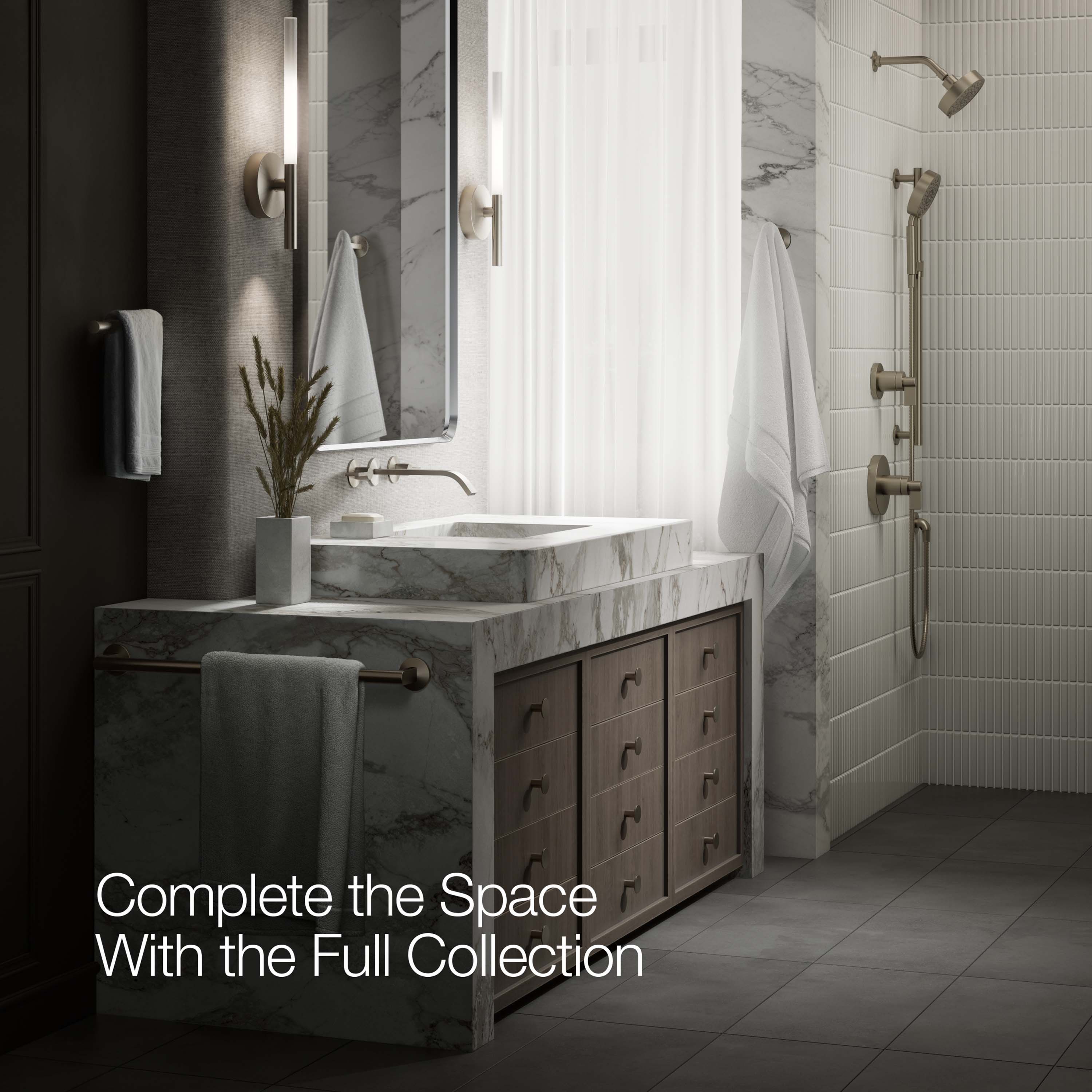 Caño de bañera universal en níquel cepillado vibrante KOHLER Components (incluye embellecedor)