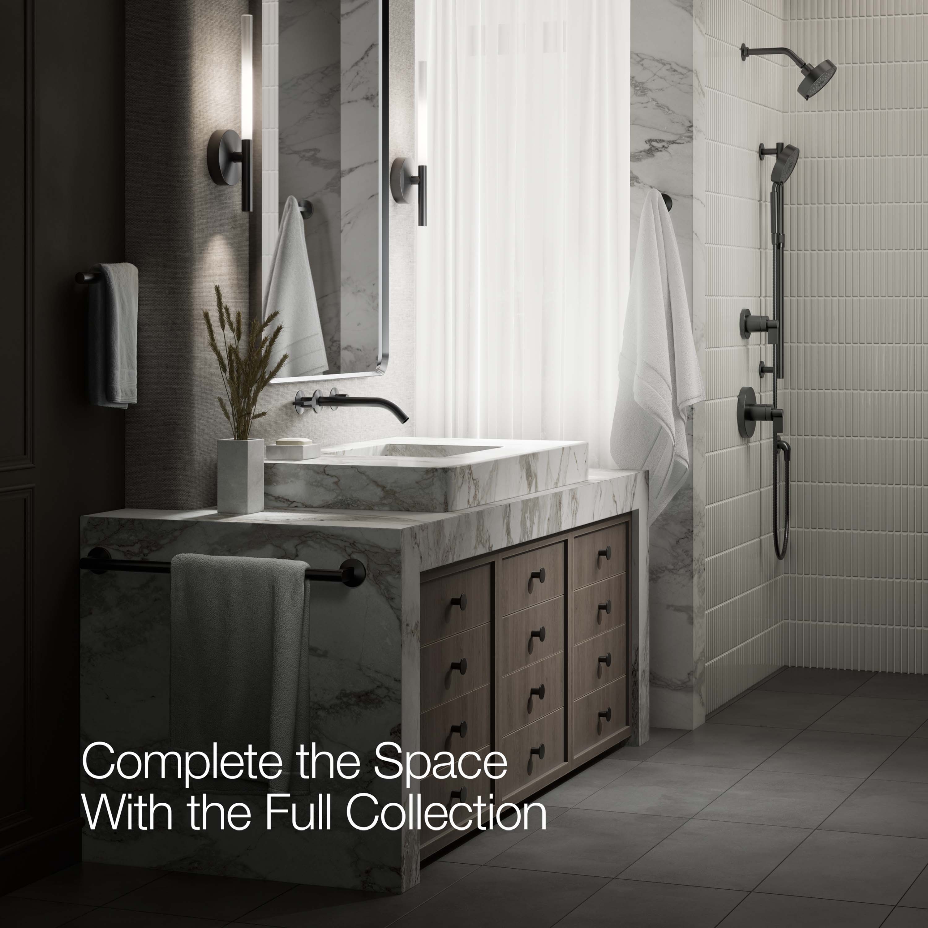Caño para bañera en negro mate KOHLER con adaptación universal (Incluye roseta) K-T23890-BL