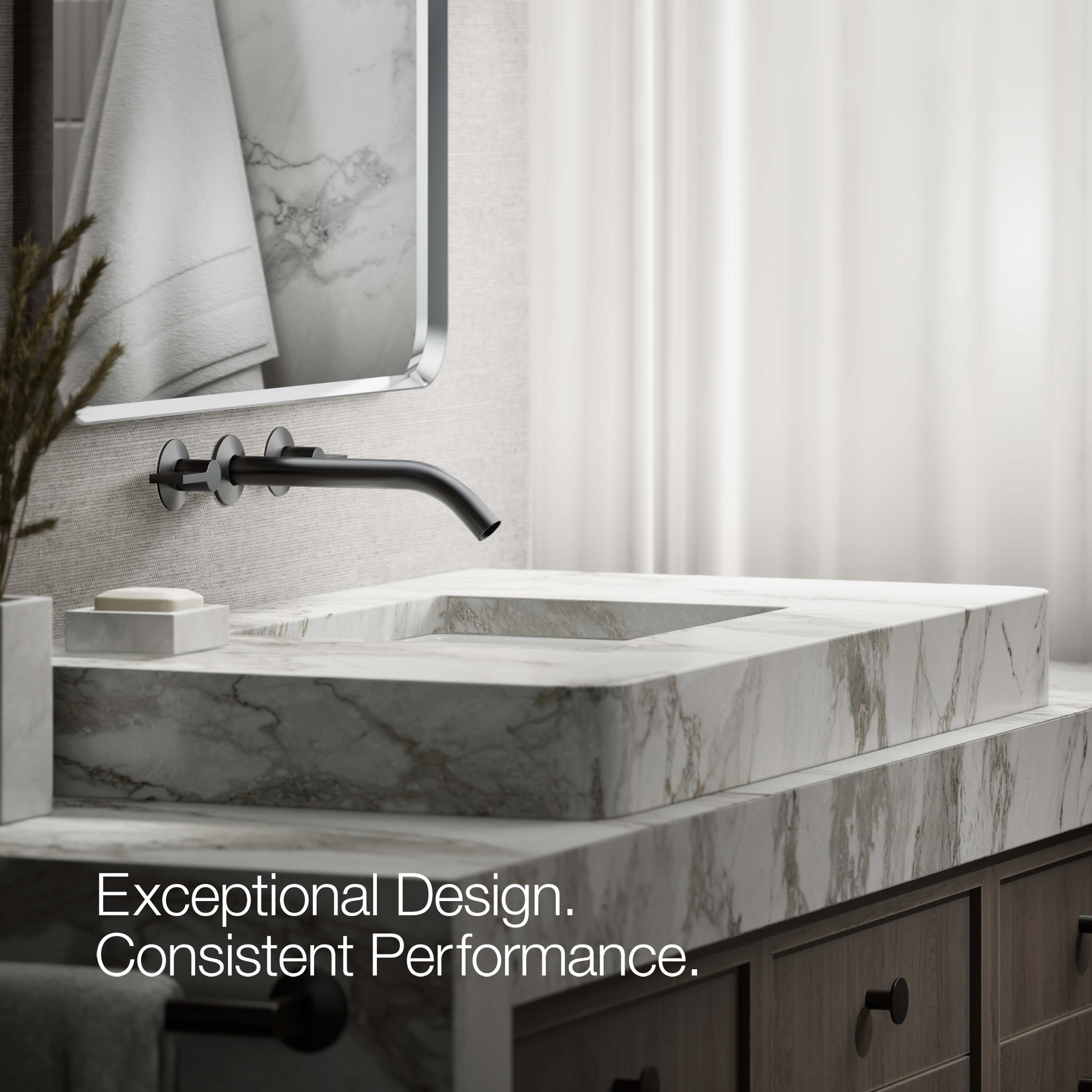 Caño para bañera en negro mate KOHLER con adaptación universal (Incluye roseta) K-T23890-BL