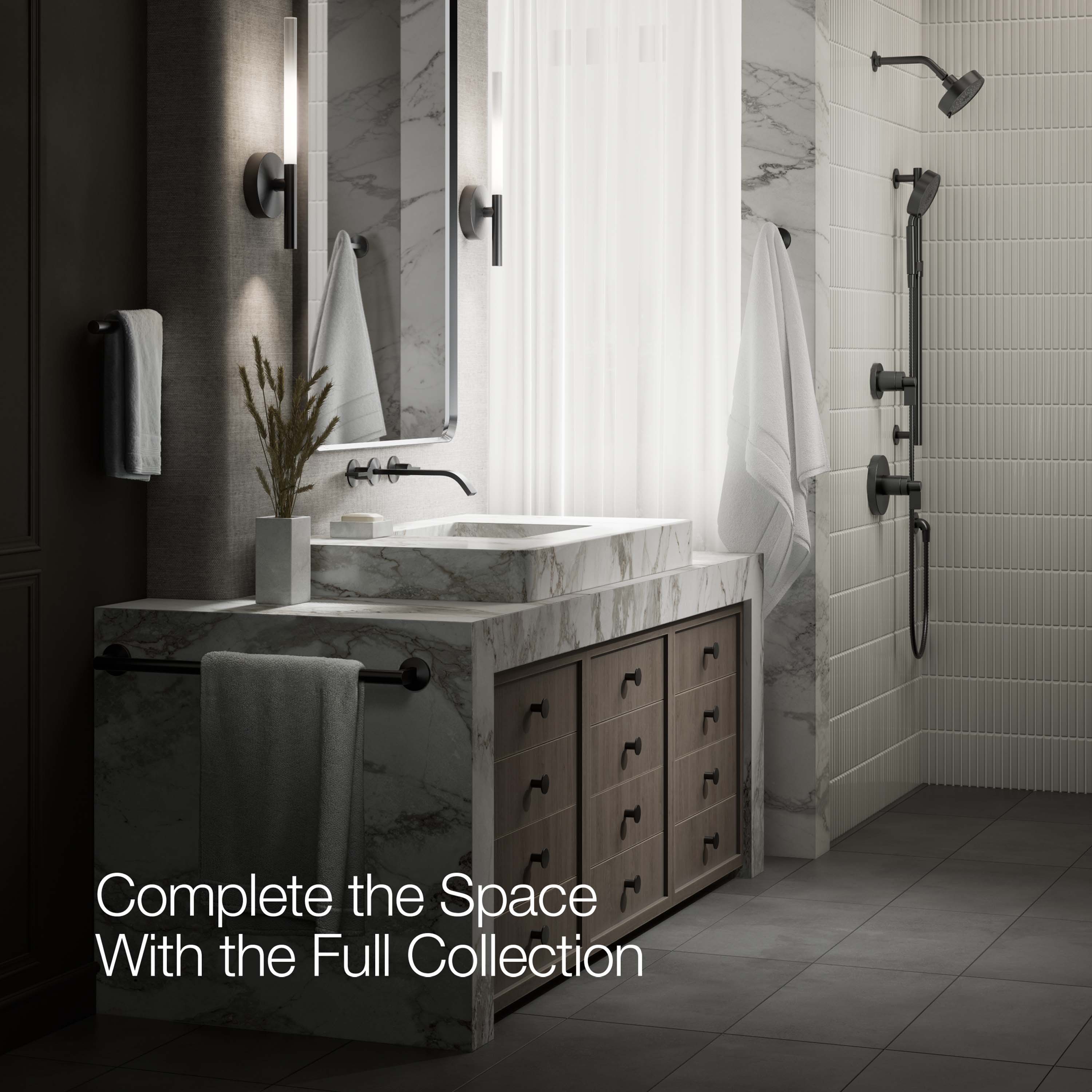 Caño para bañera de Ajuste Universal en Negro Mate KOHLER Components ( Incluye chapetón ) K-T23888-BL