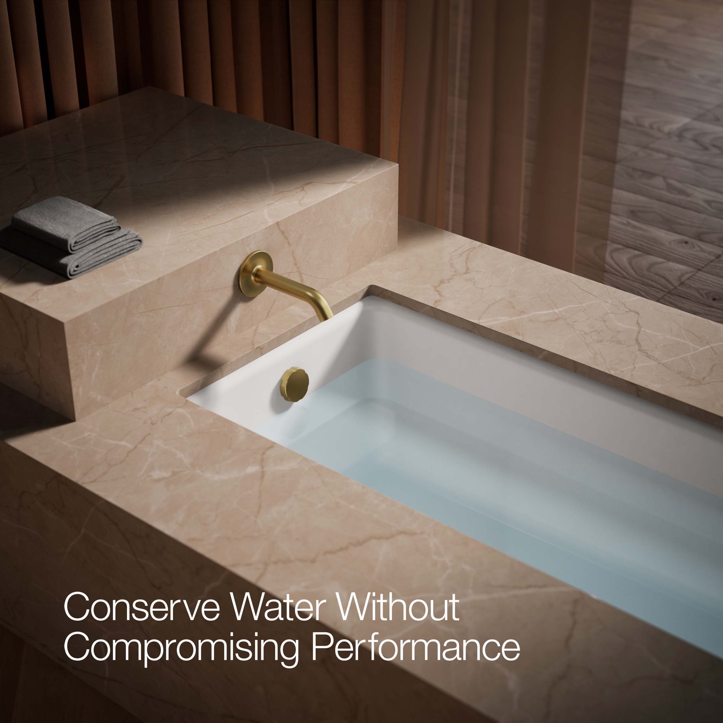 Caño de bañera con ajuste universal y acabado brillante en latón moderno de KOHLER (Incluye roseta) K-14426-2MB