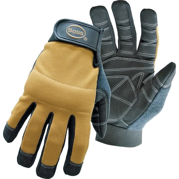 Guantes Mecánicos Utilitarios para Jefe, XL, Pulgar Absorbente de Sudor, Puño de Gancho y Lazo, Poli/Spandex/Cuero Sintético - 5206X