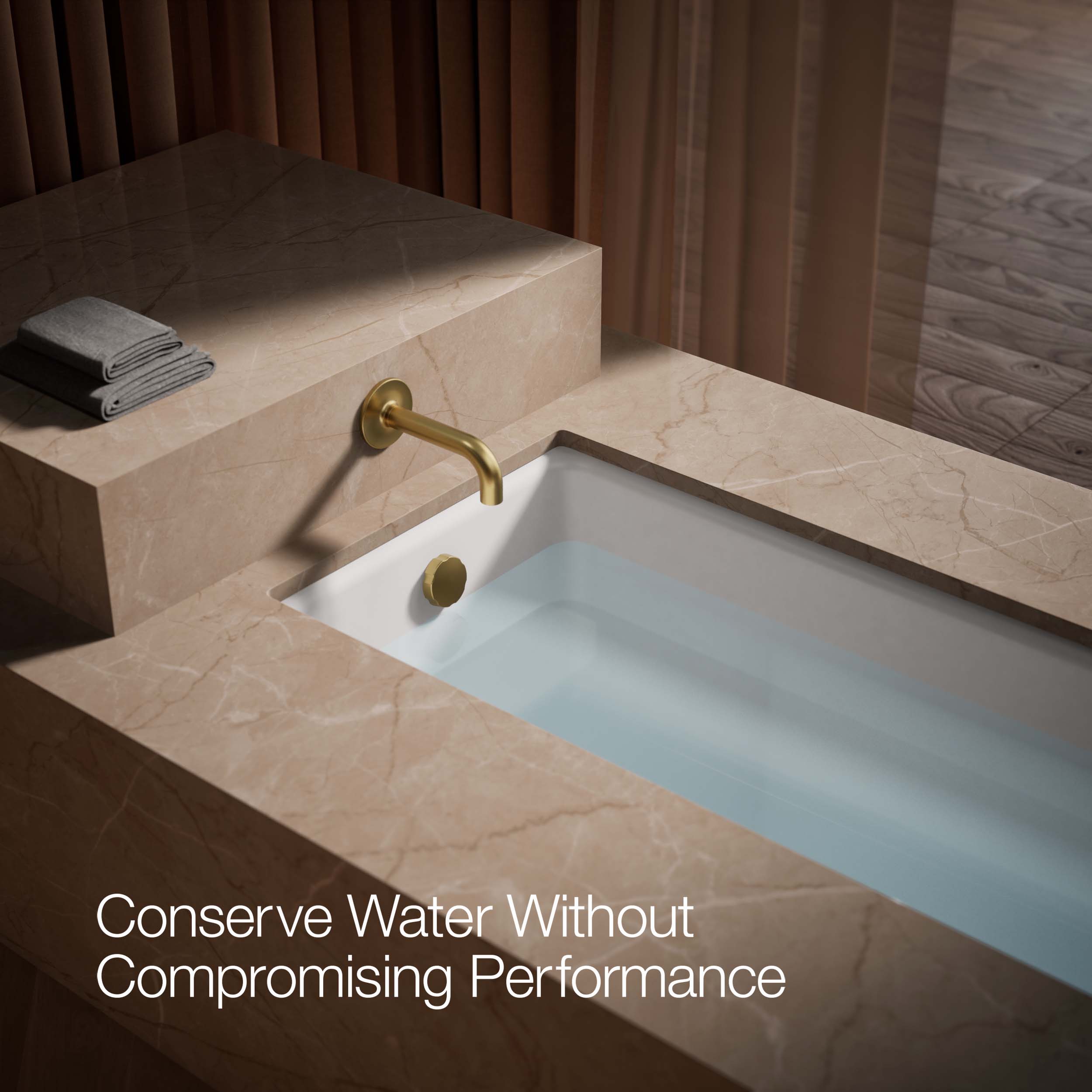 Caño para bañera adaptable de latón moderno cepillado vibrante KOHLER (incluye placa embellecedora) K-14427-2MB