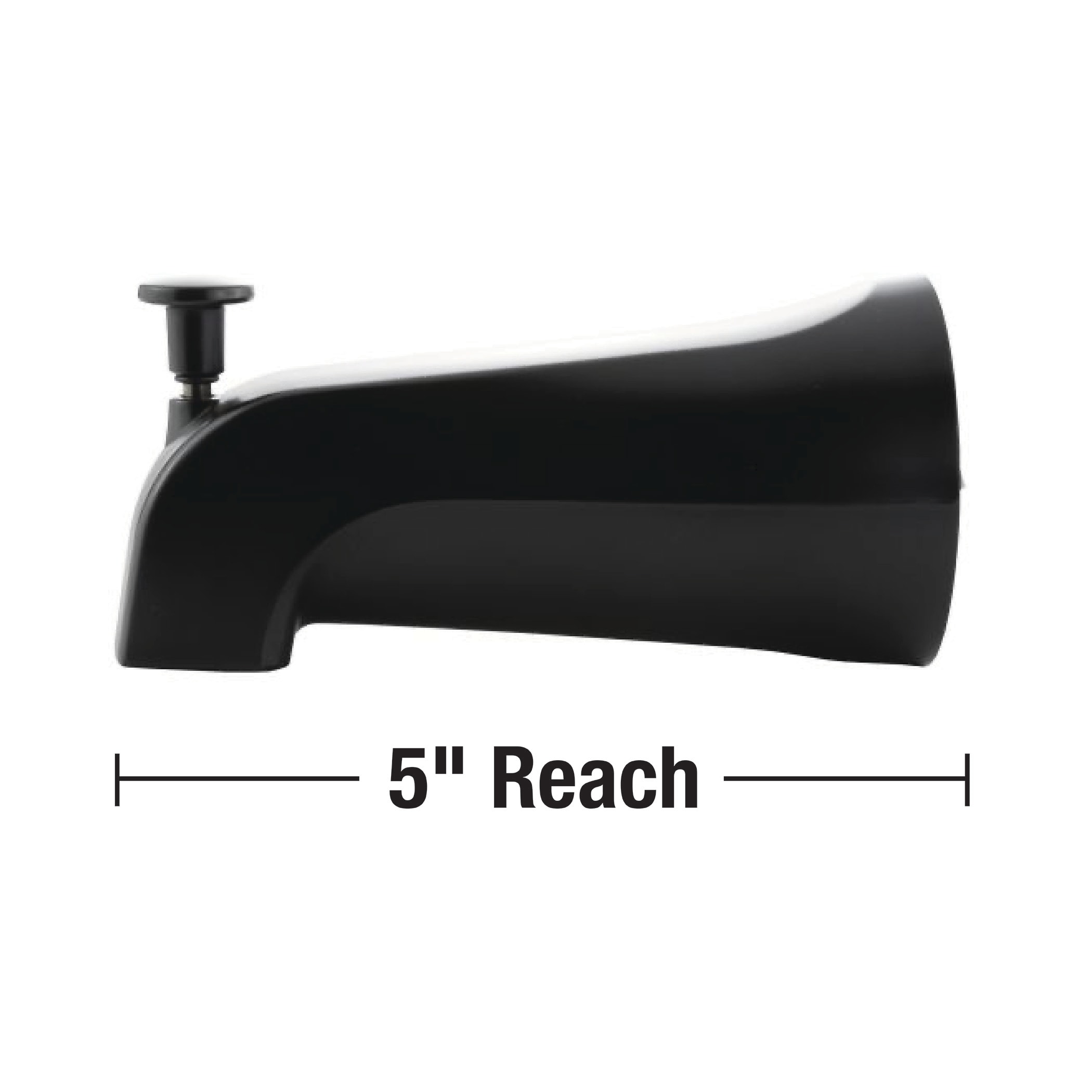 Boquilla de bañera de ajuste universal en negro mate con desviador Danco 11079
