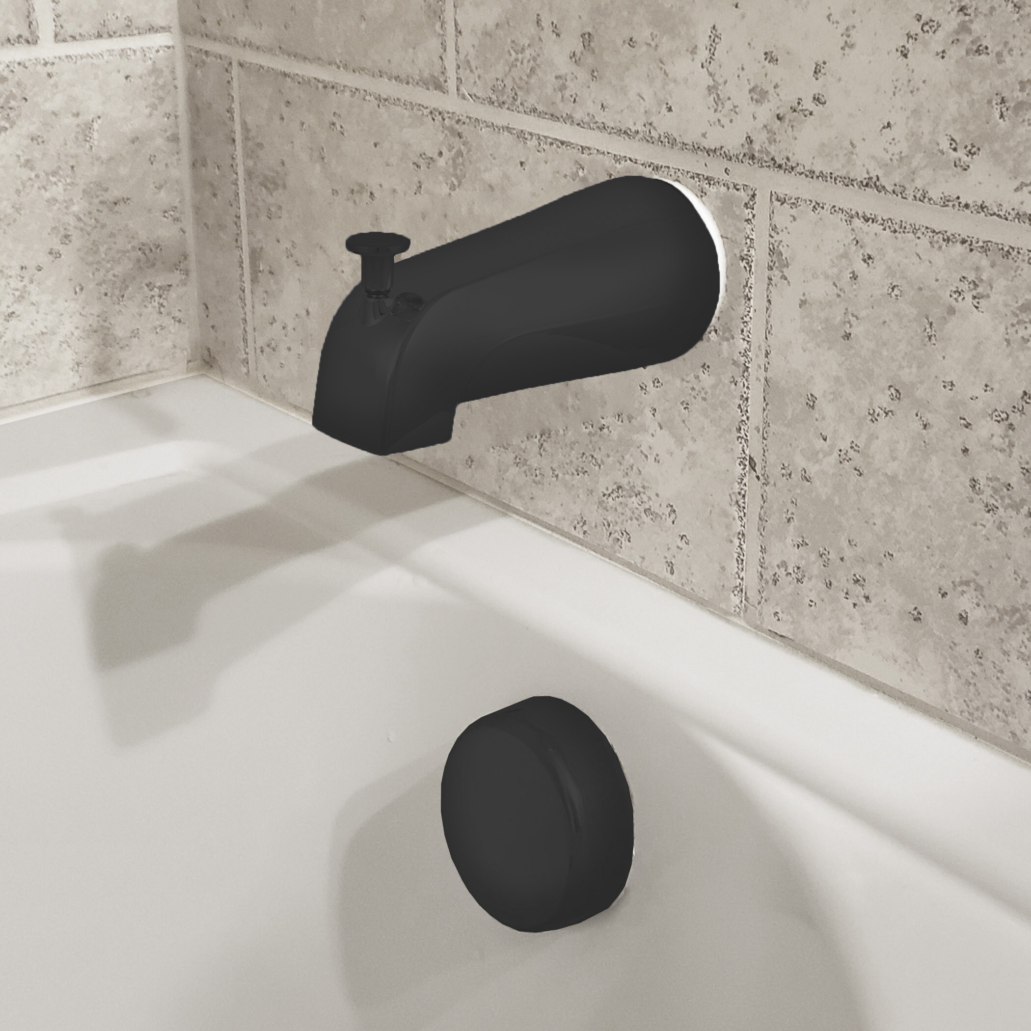 Boquilla de bañera de ajuste universal en negro mate con desviador Danco 11079
