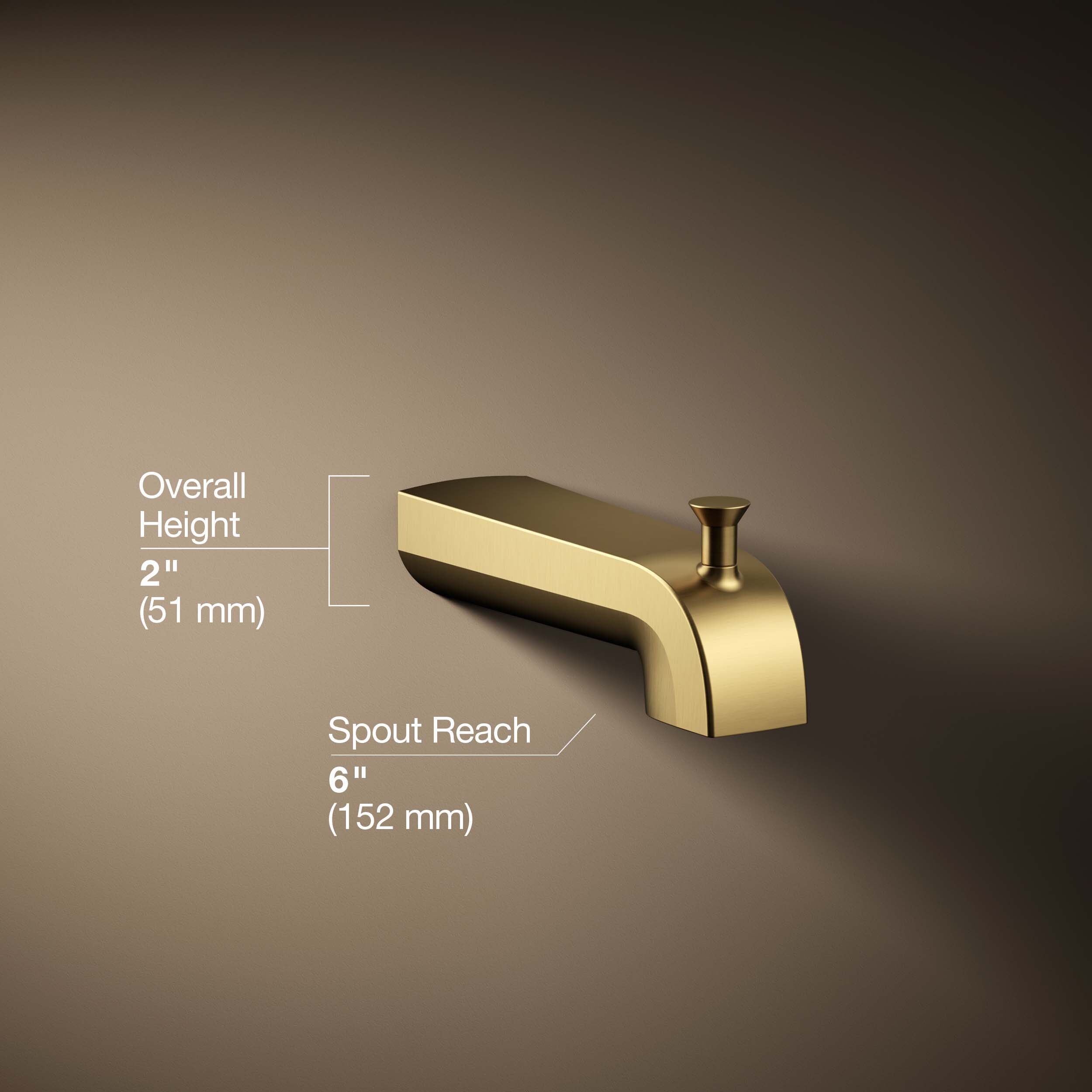 Caño de bañera con desviador en latón moderno y cepillado vibrante KOHLER - Ajuste Universal K-97089-2MB