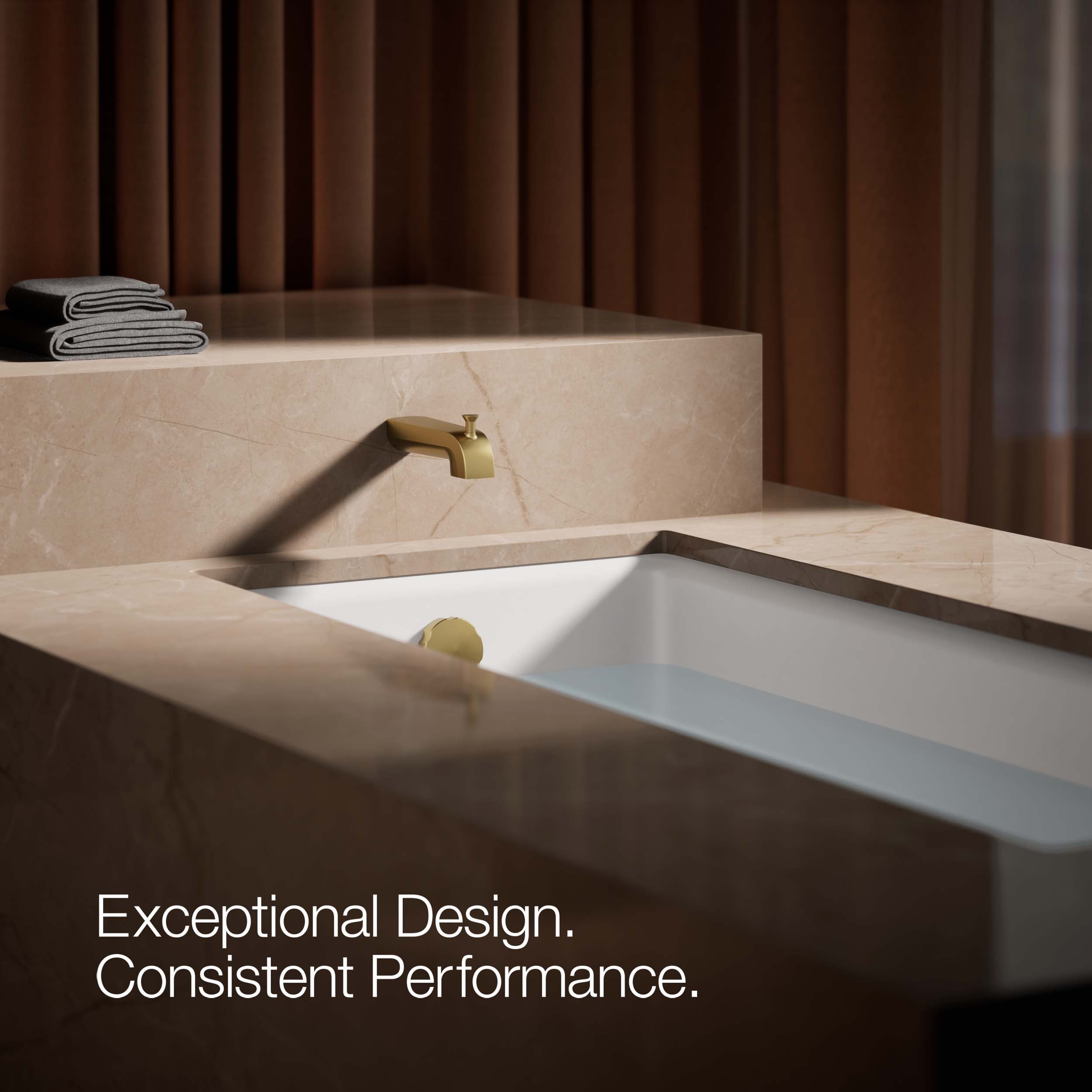 Caño de bañera con desviador en latón moderno y cepillado vibrante KOHLER - Ajuste Universal K-97089-2MB