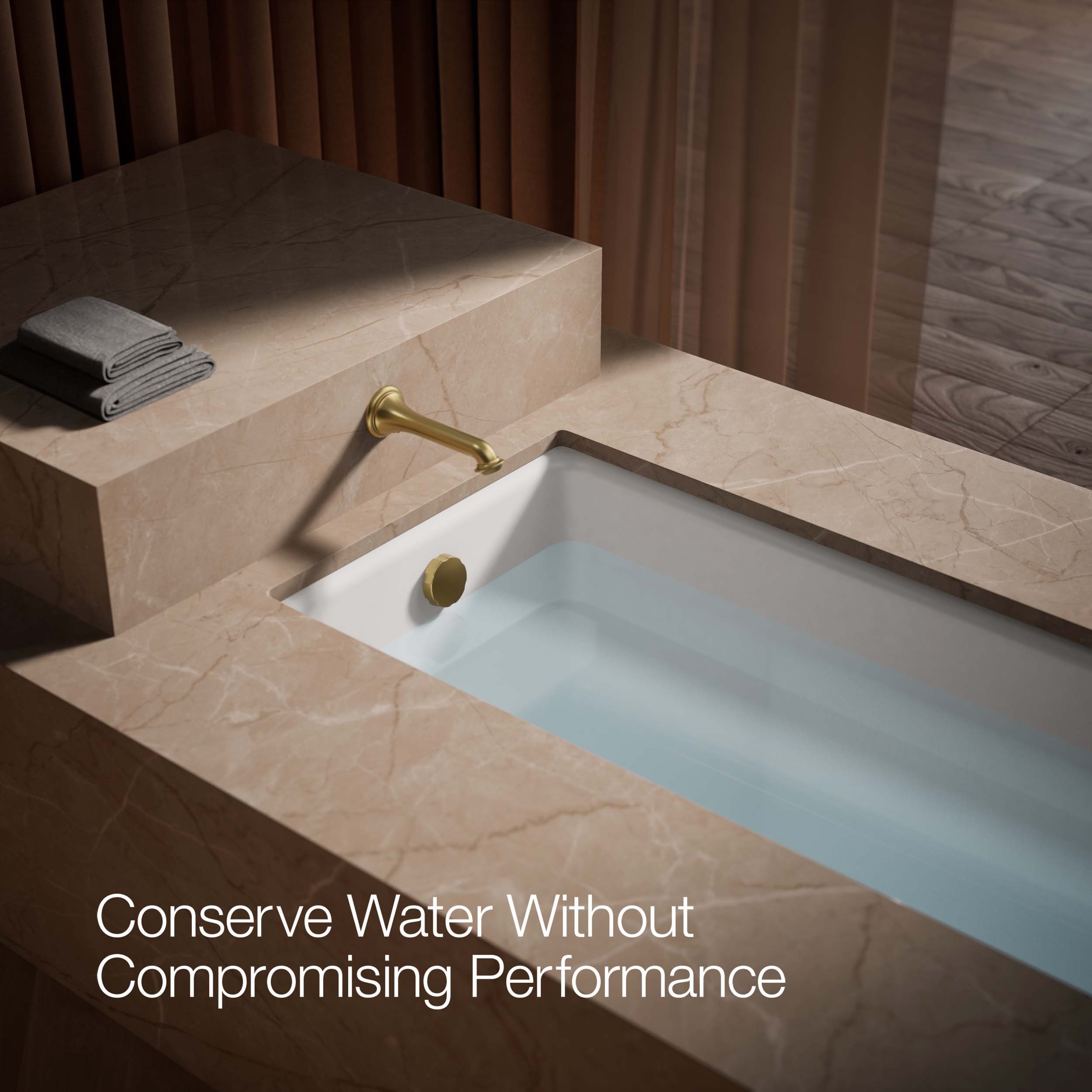 Caño de bañera de ajuste universal color latón moderno vibrante cepillado KOHLER K-72792-2MB