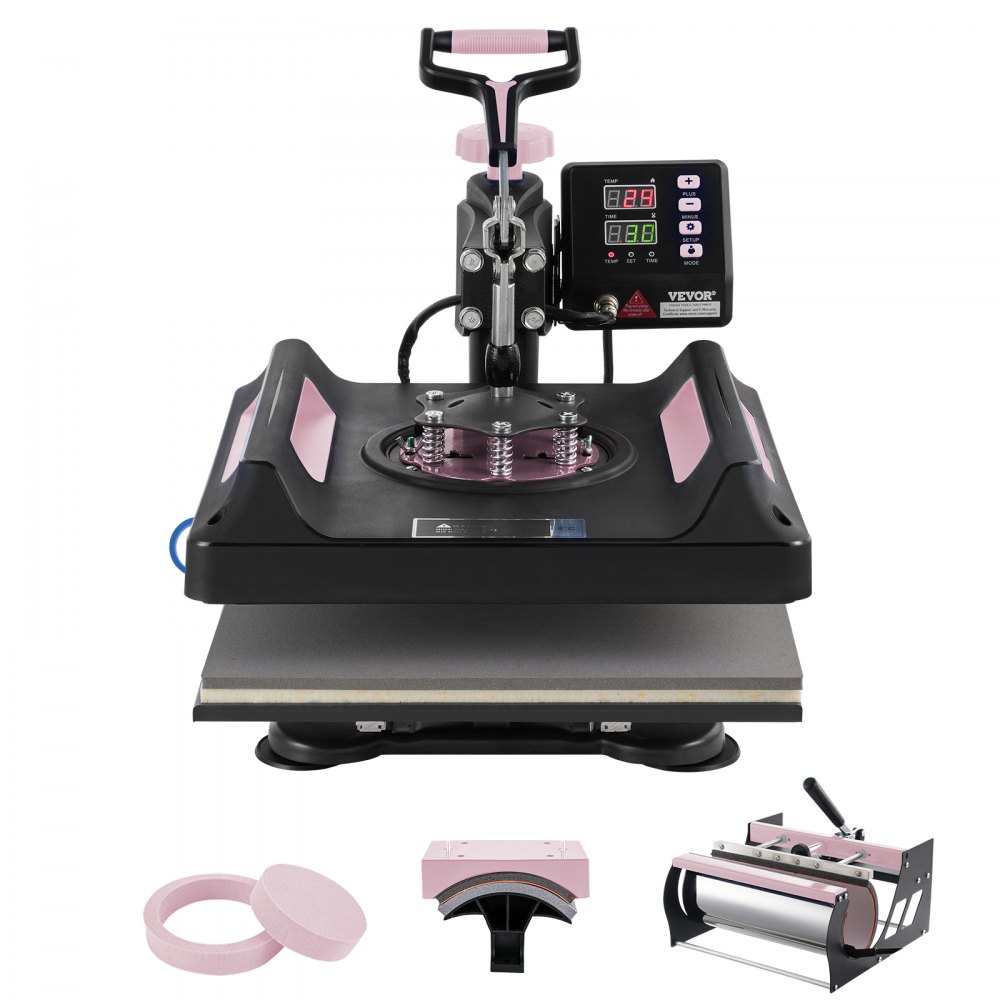 VEVOR 5 in 1 Heat Press Machine 15x15 in 30oz Tumbler Press T-Shirts Black - YTS30OZ1515511JTPV1