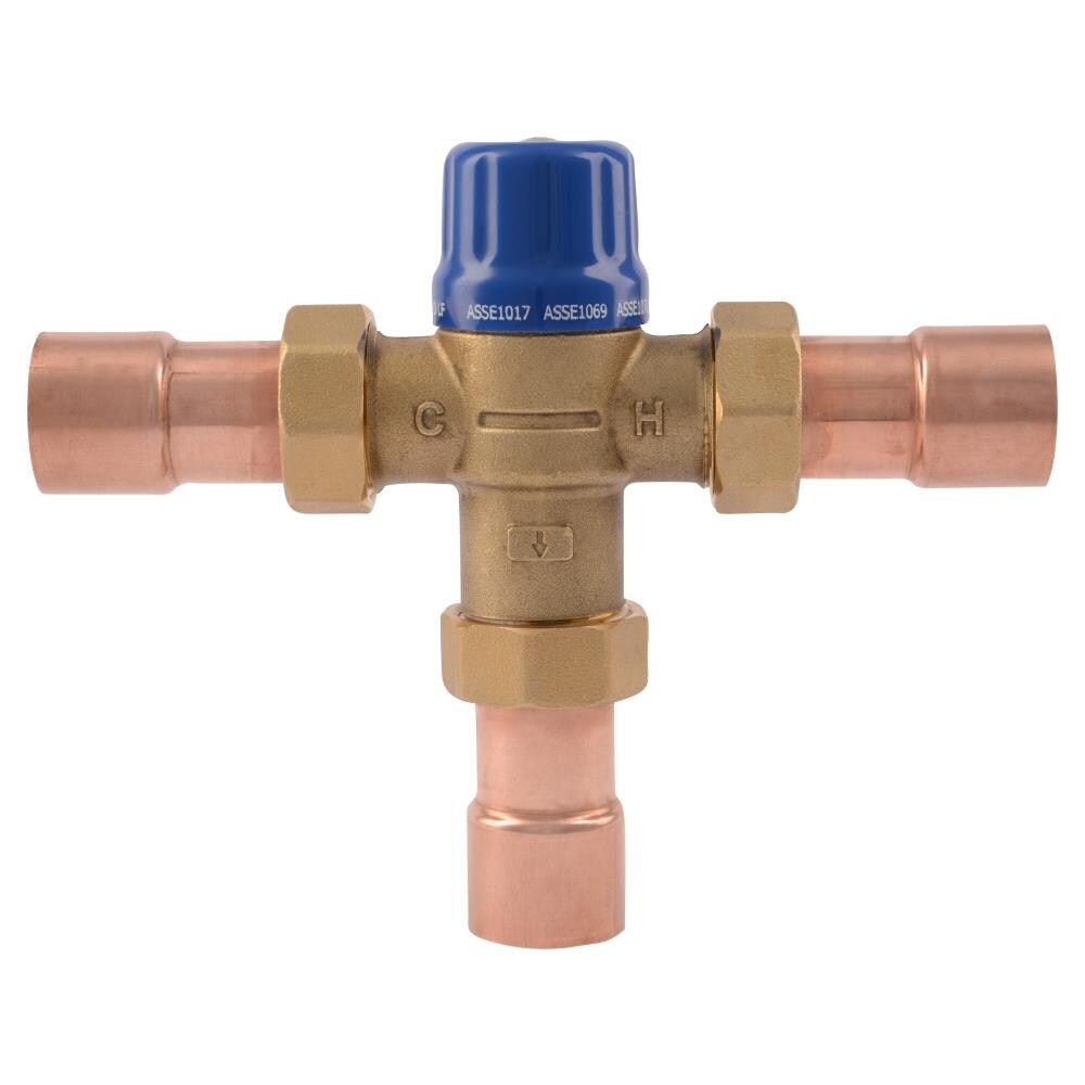 Válvula mezcladora termostática de latón de 1 pulgada ID x 1 pulgada OD de sudor de cobre Cash Acme 24503