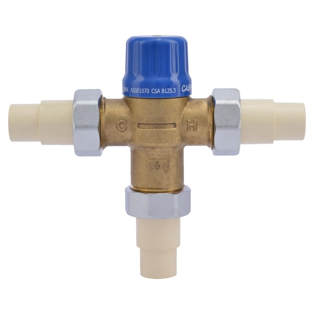 Válvula mezcladora termostática de latón CPVC de 1/2 pulgadas de diámetro interno x CPVC de 1/2 pulgadas de diámetro externo de Cash Acme 24508